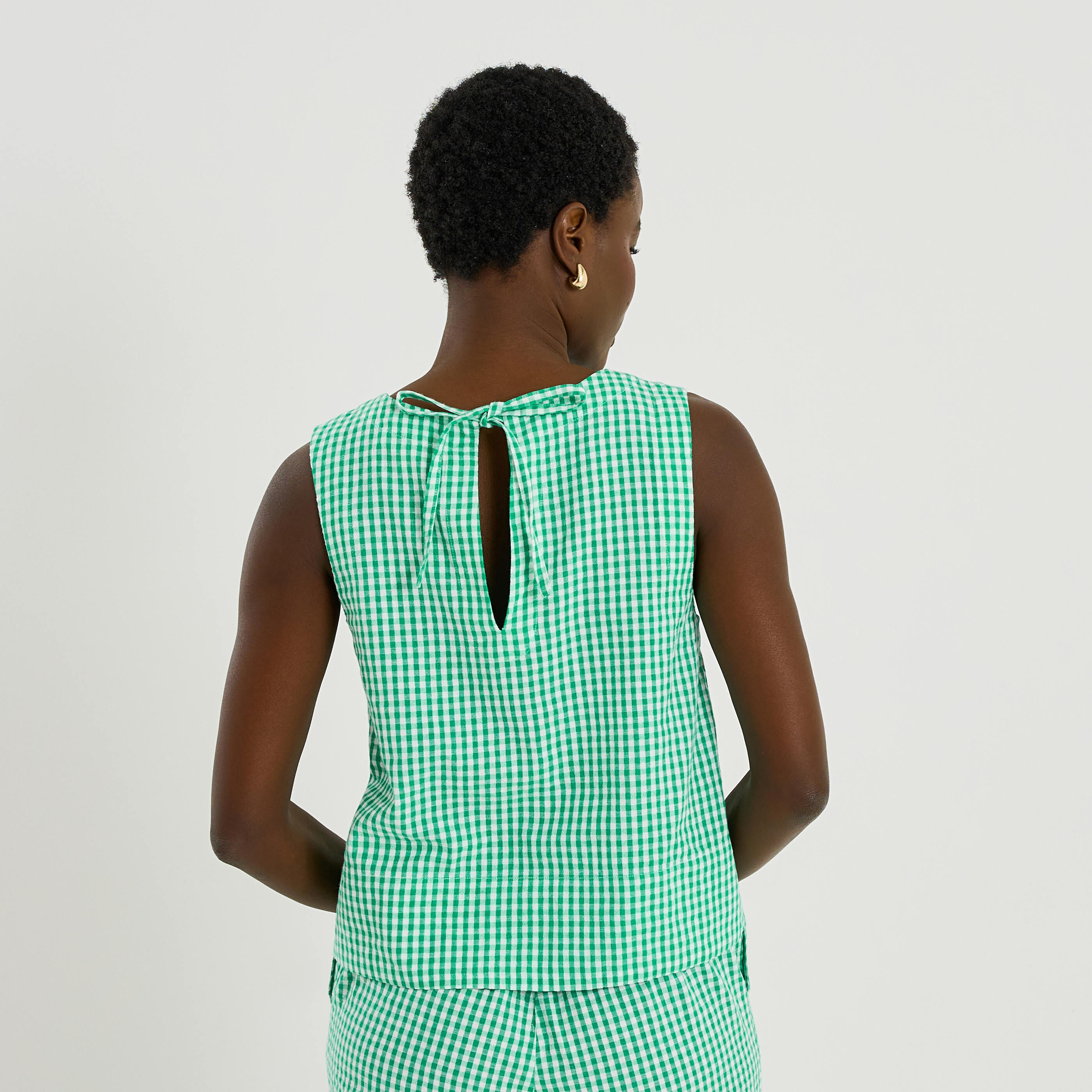 Top vichy sans manches femme