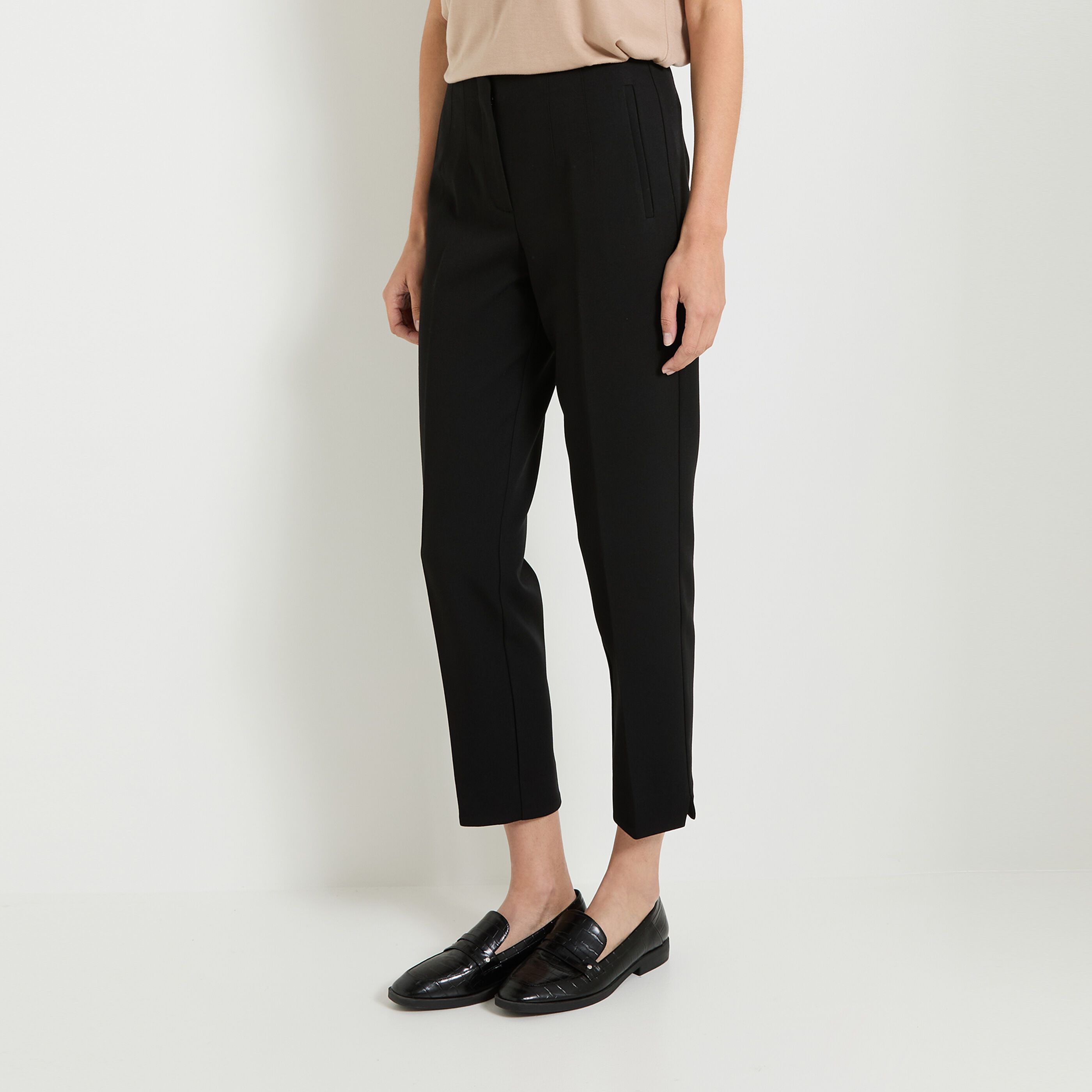 Pantalon noir femme taille haute hot sale