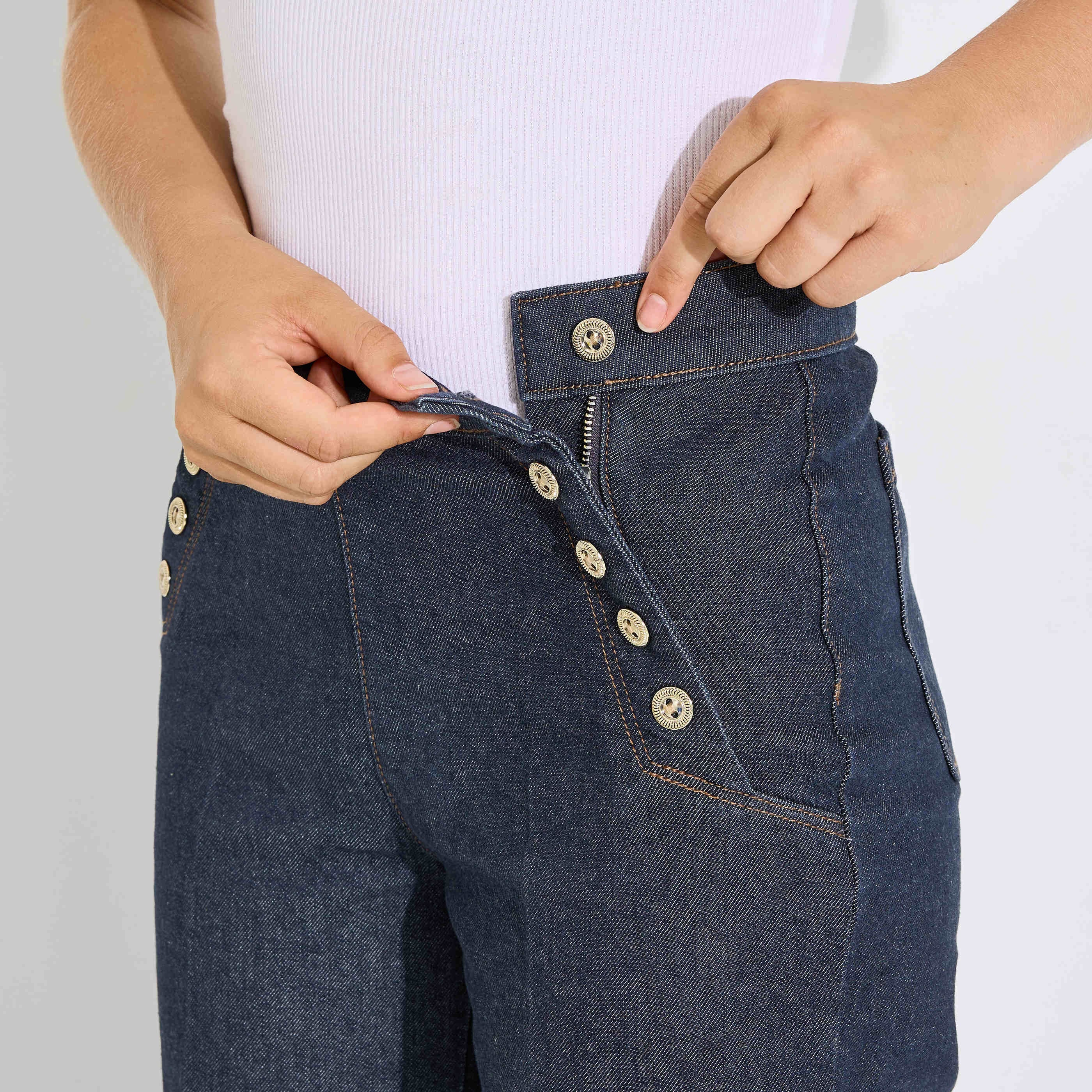 Jean flare &agrave; pont POMPON F02 femme.
