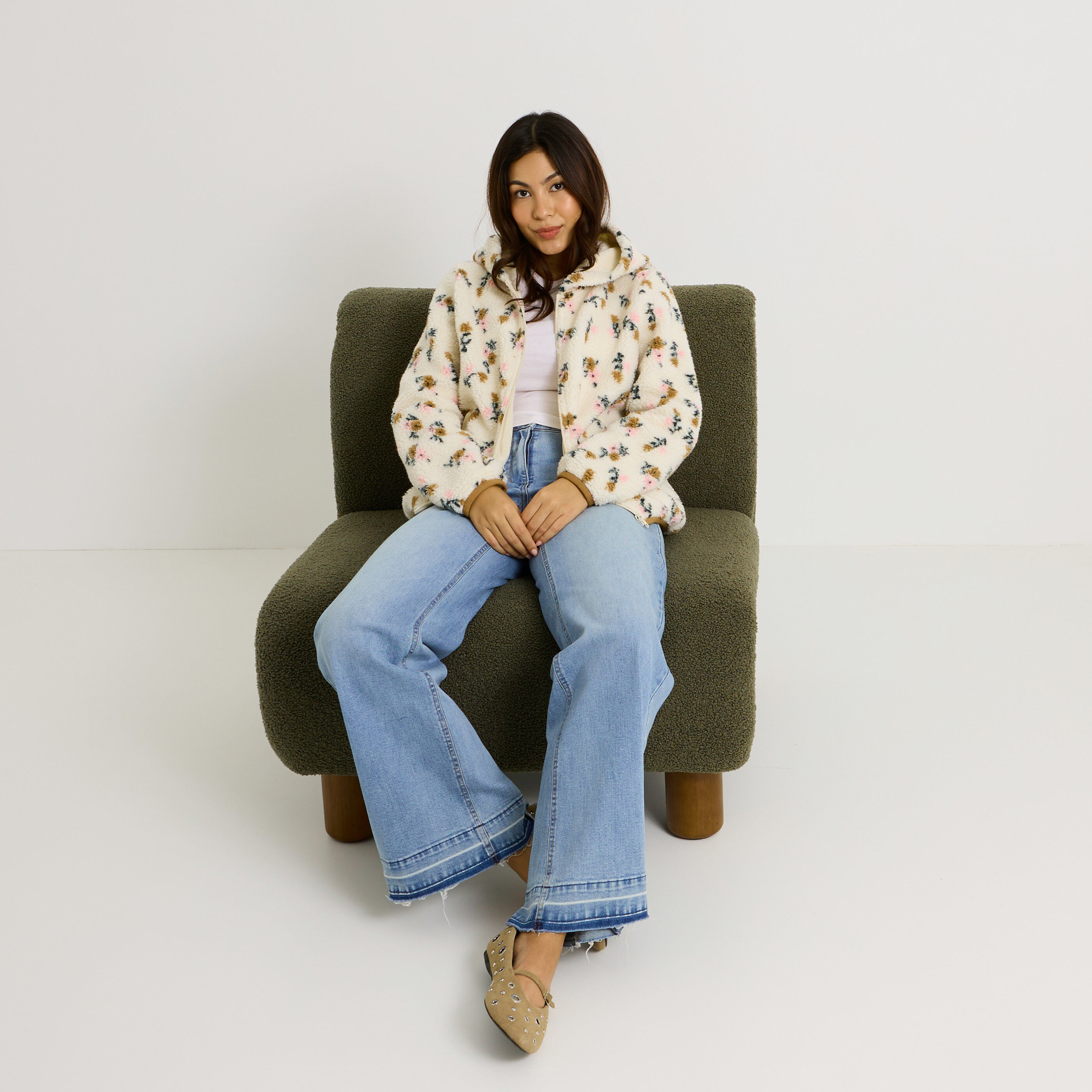 Gilet zipp&eacute; &agrave; imprim&eacute; fleuri femme