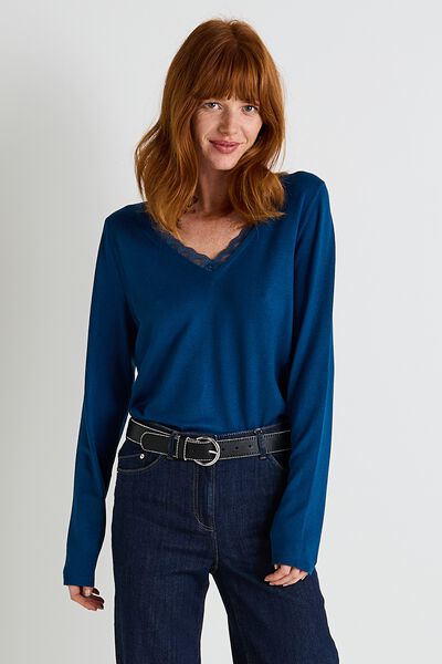 Pull col V femme