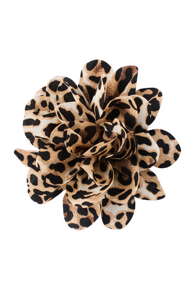 Broche fleur à imprimé léopard