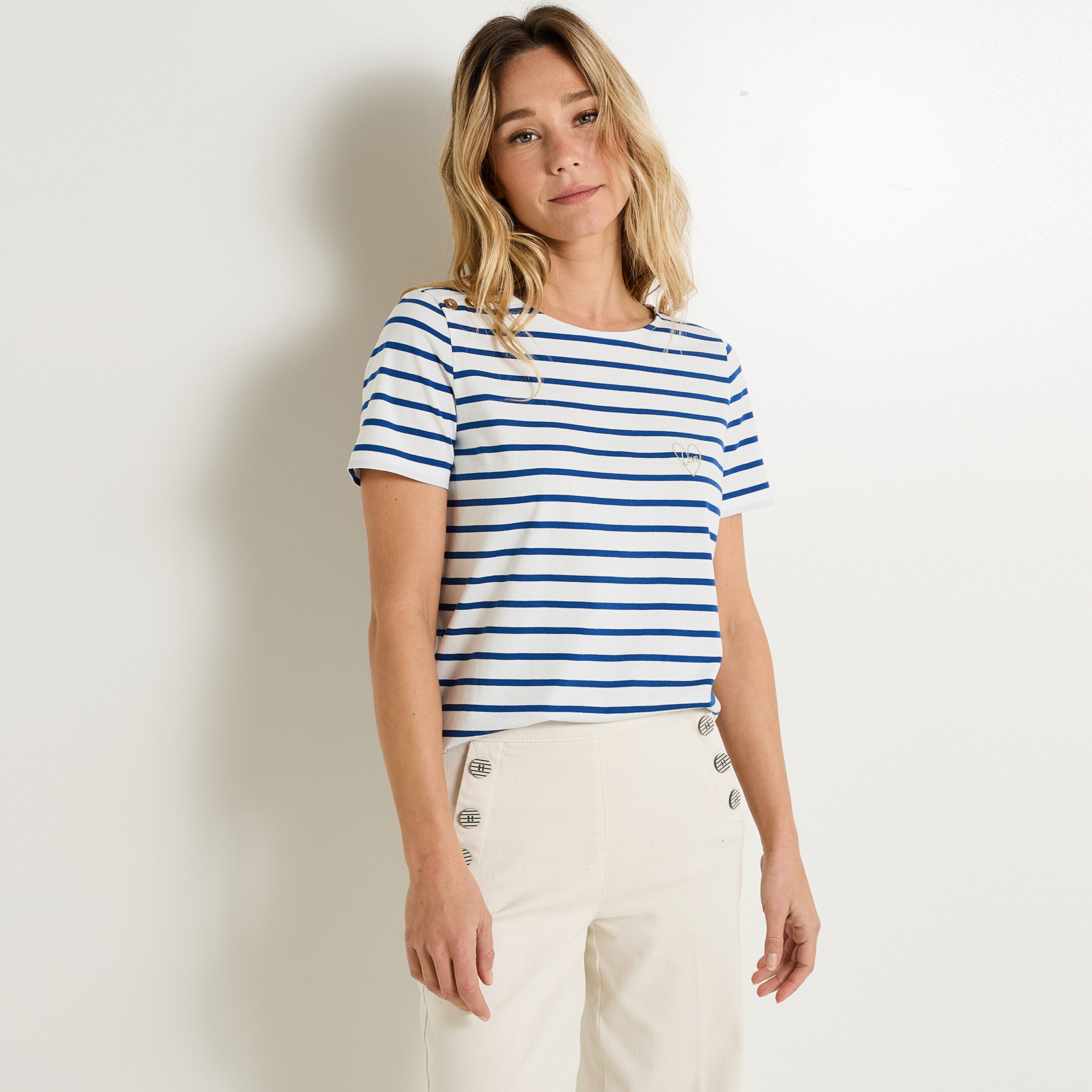T-shirt ray&eacute; femme