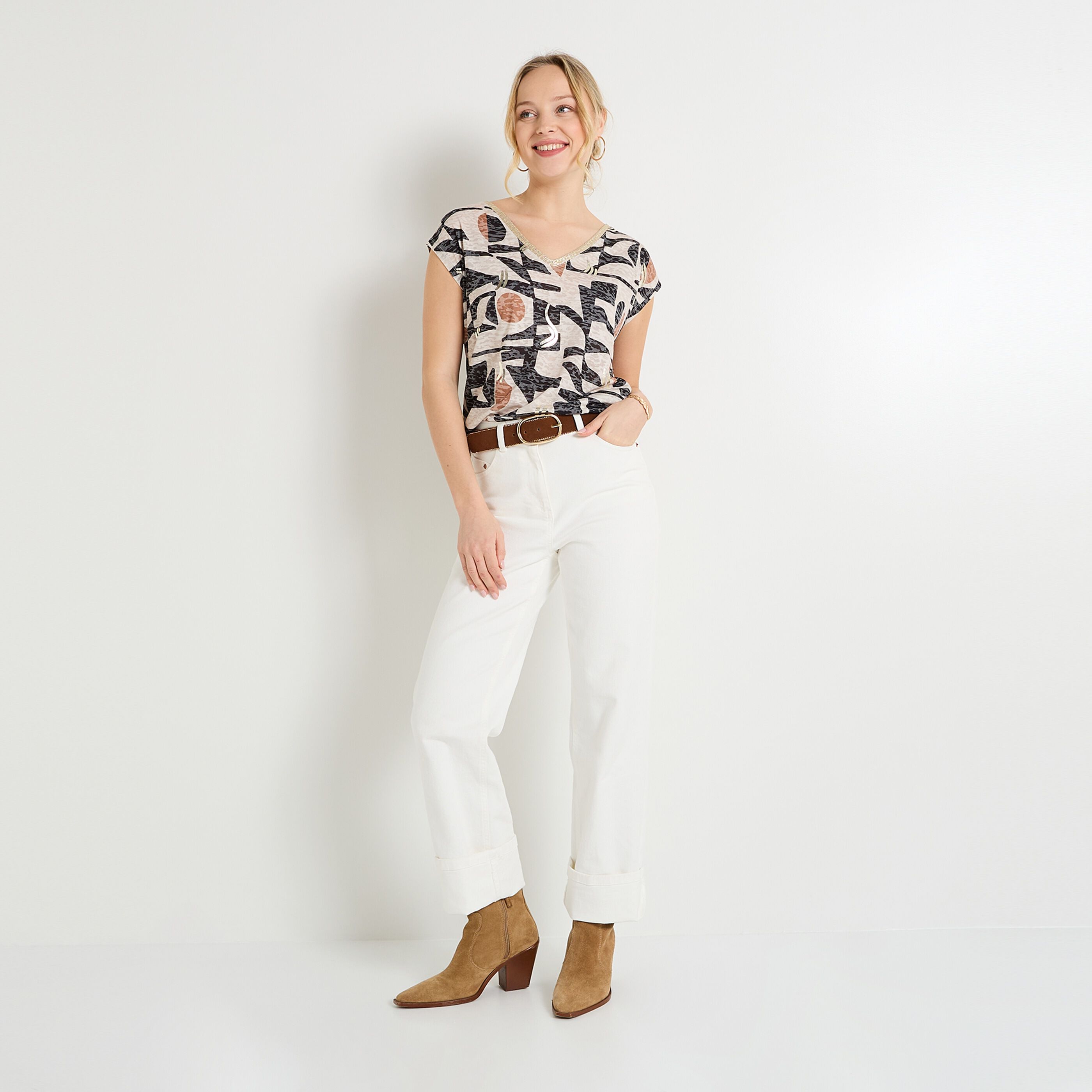 T-shirt col V femme
