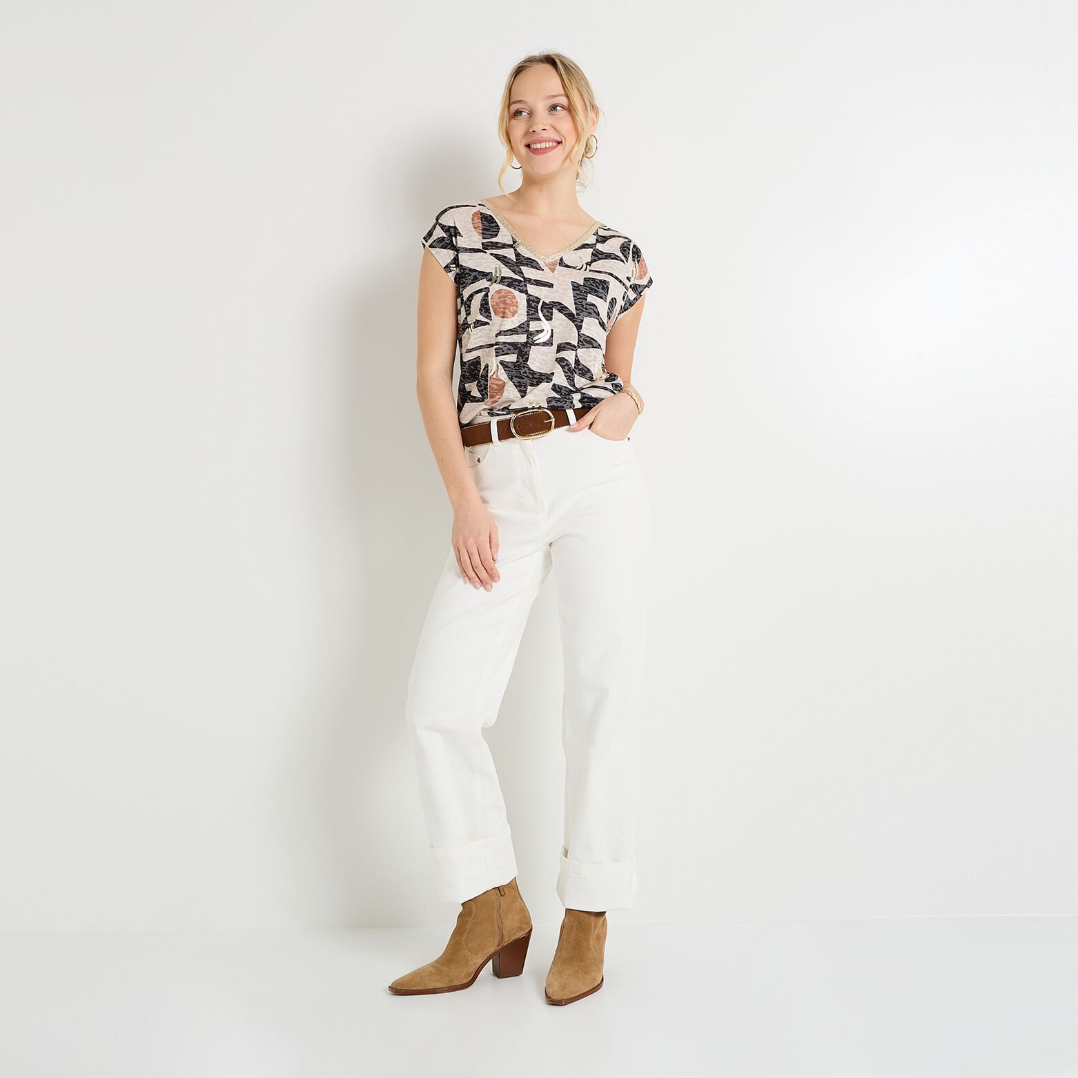 T-shirt col V femme