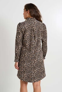 Robe chemise en velours imprimé léopard
