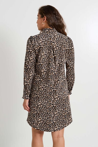 Robe chemise en velours imprimé léopard