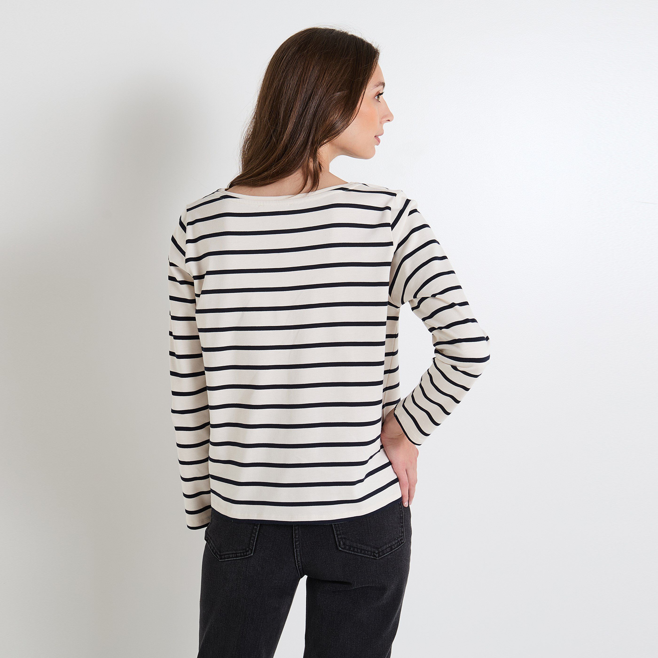 T shirt ray&eacute; manches longues femme