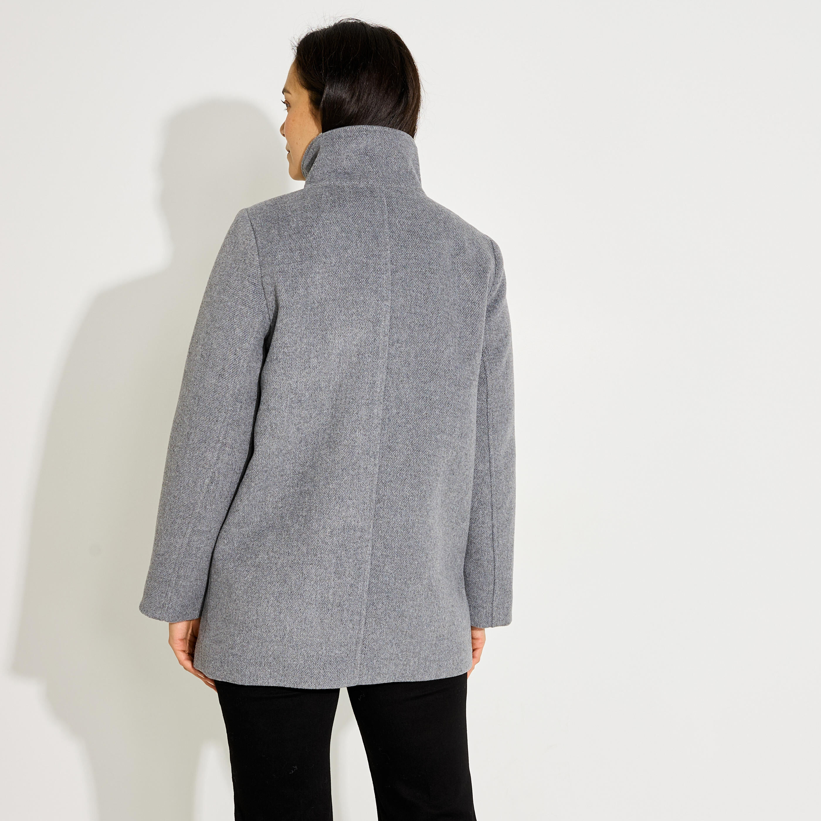 Manteau mi-long col montant femme