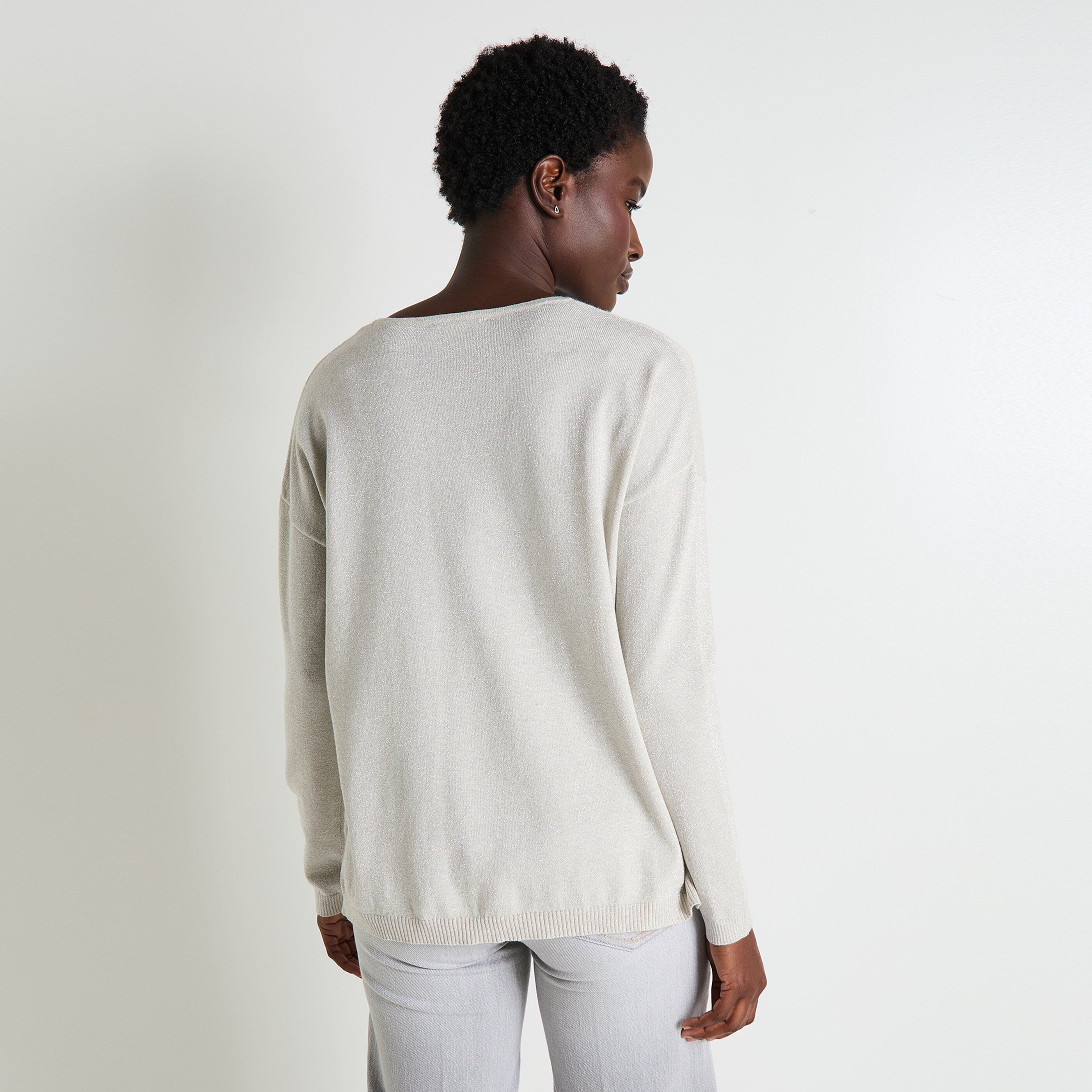 Pull col V femme