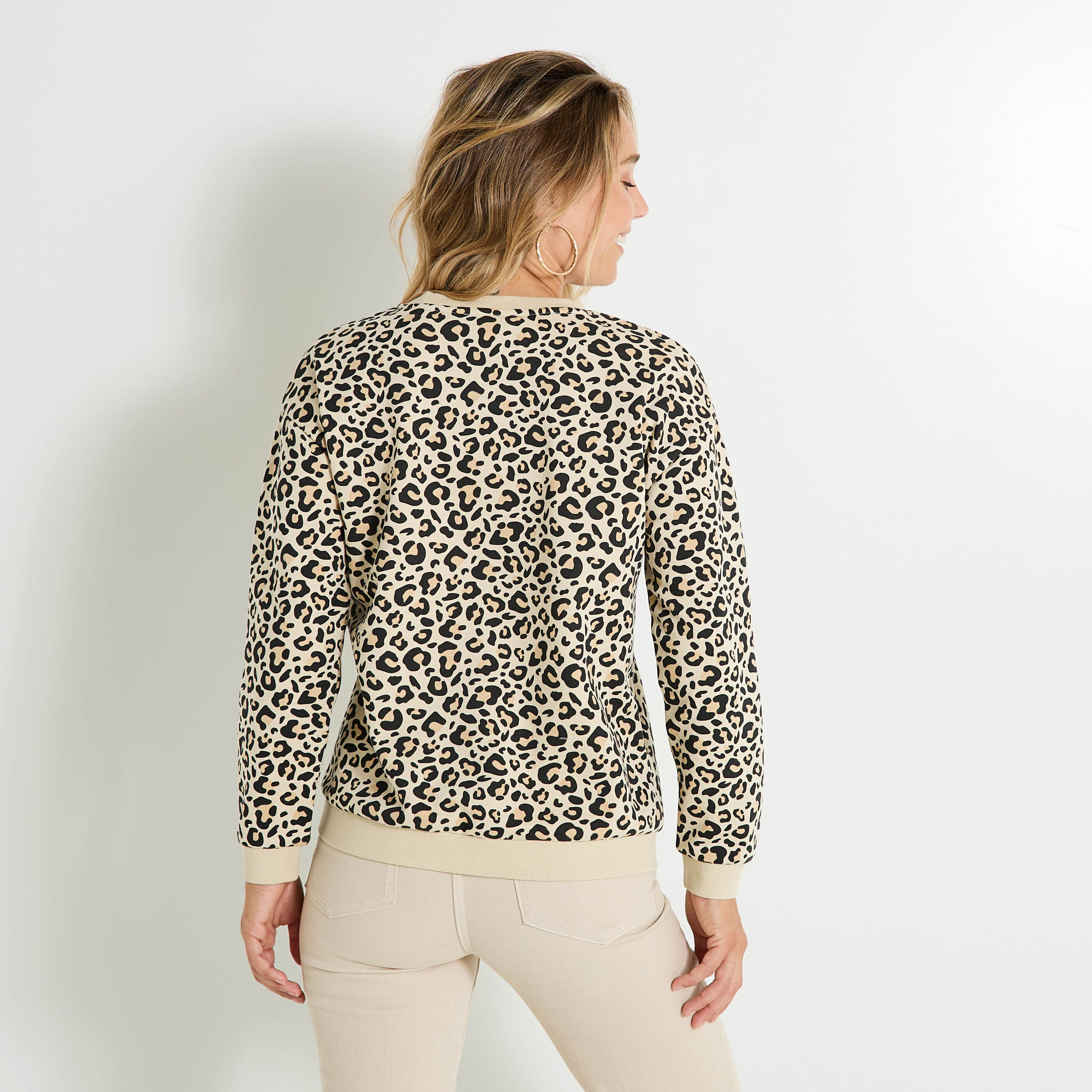 Sweat imprim&eacute; l&eacute;opard femme