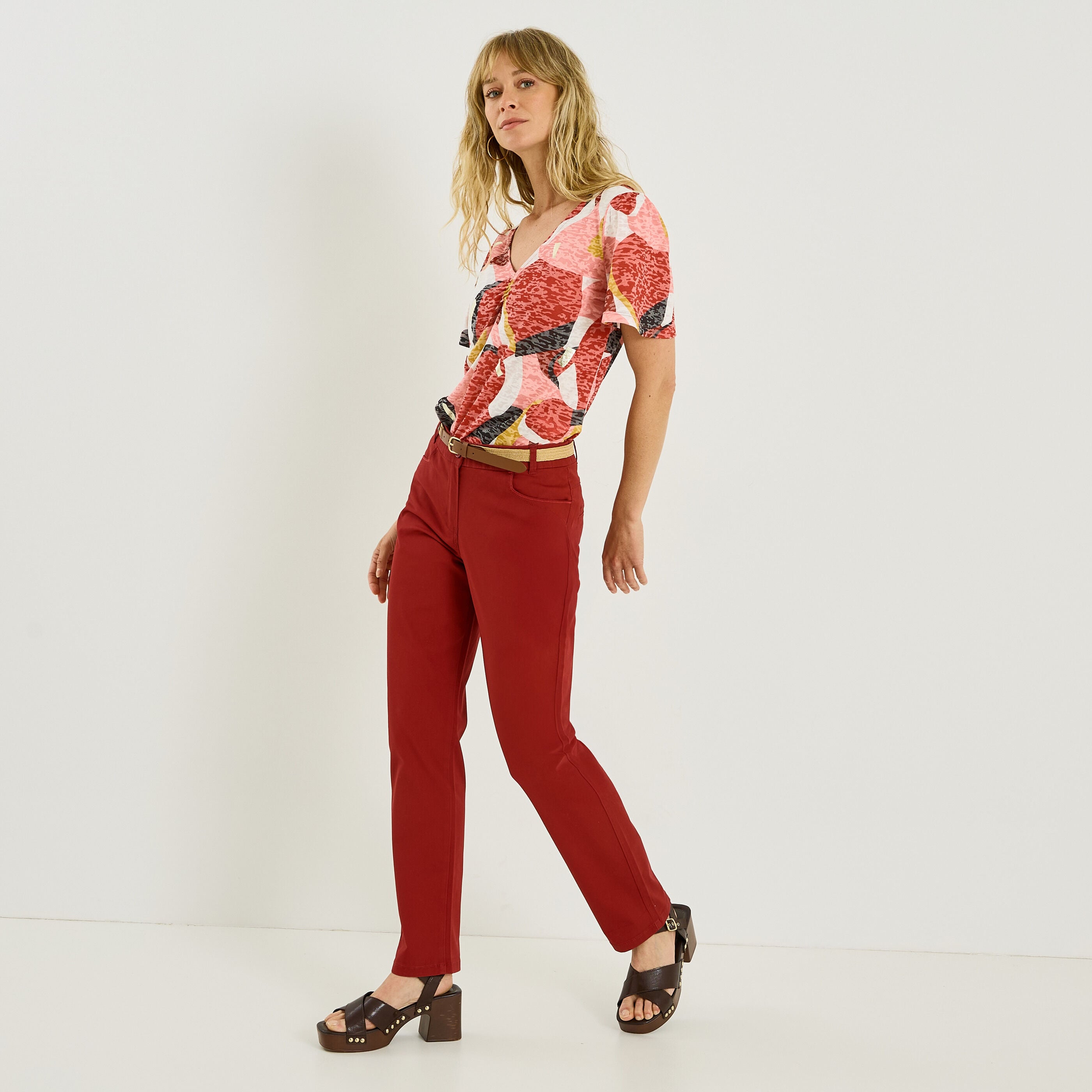 Pantalon chino avec ceinture femme