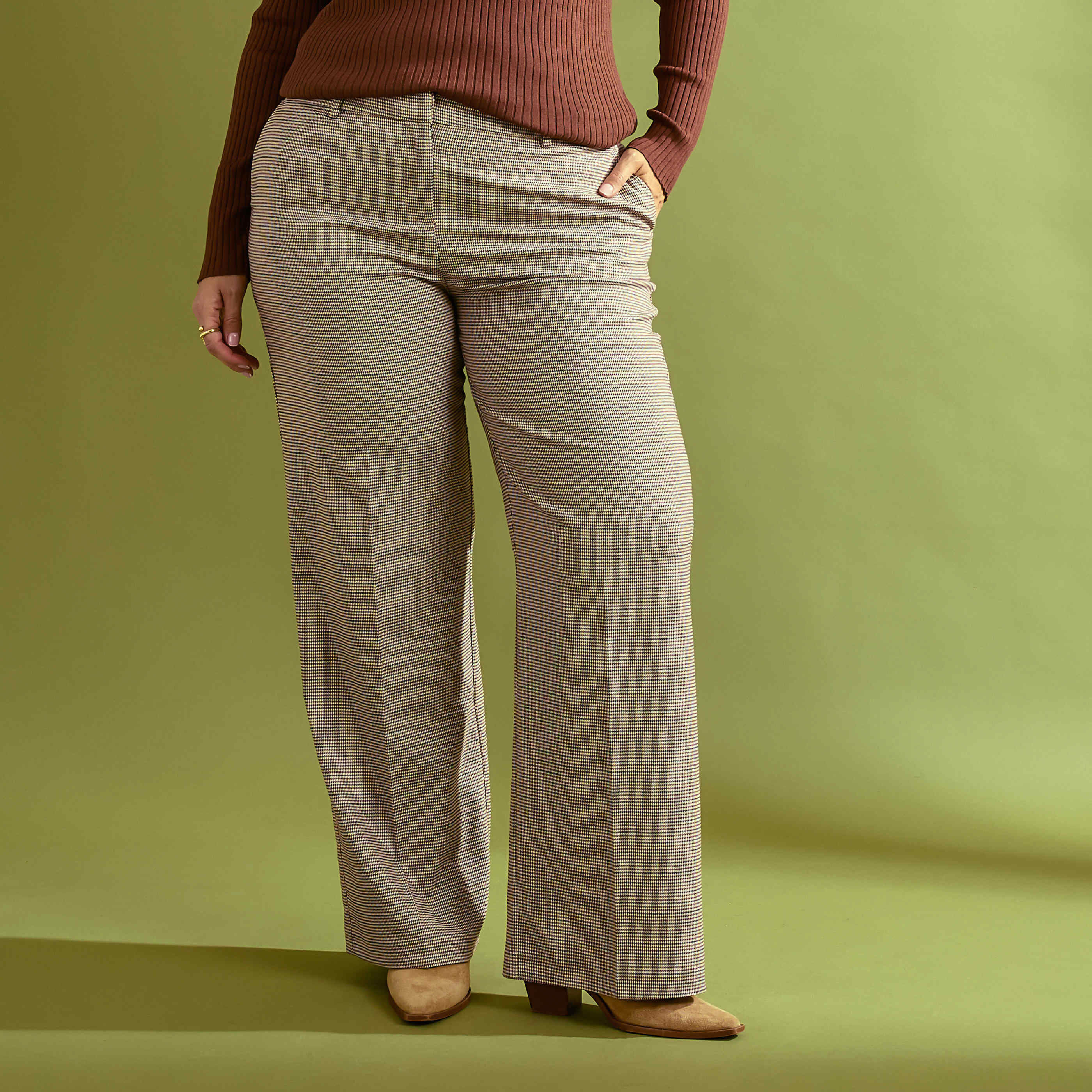 Pantalon &agrave; carreaux femme