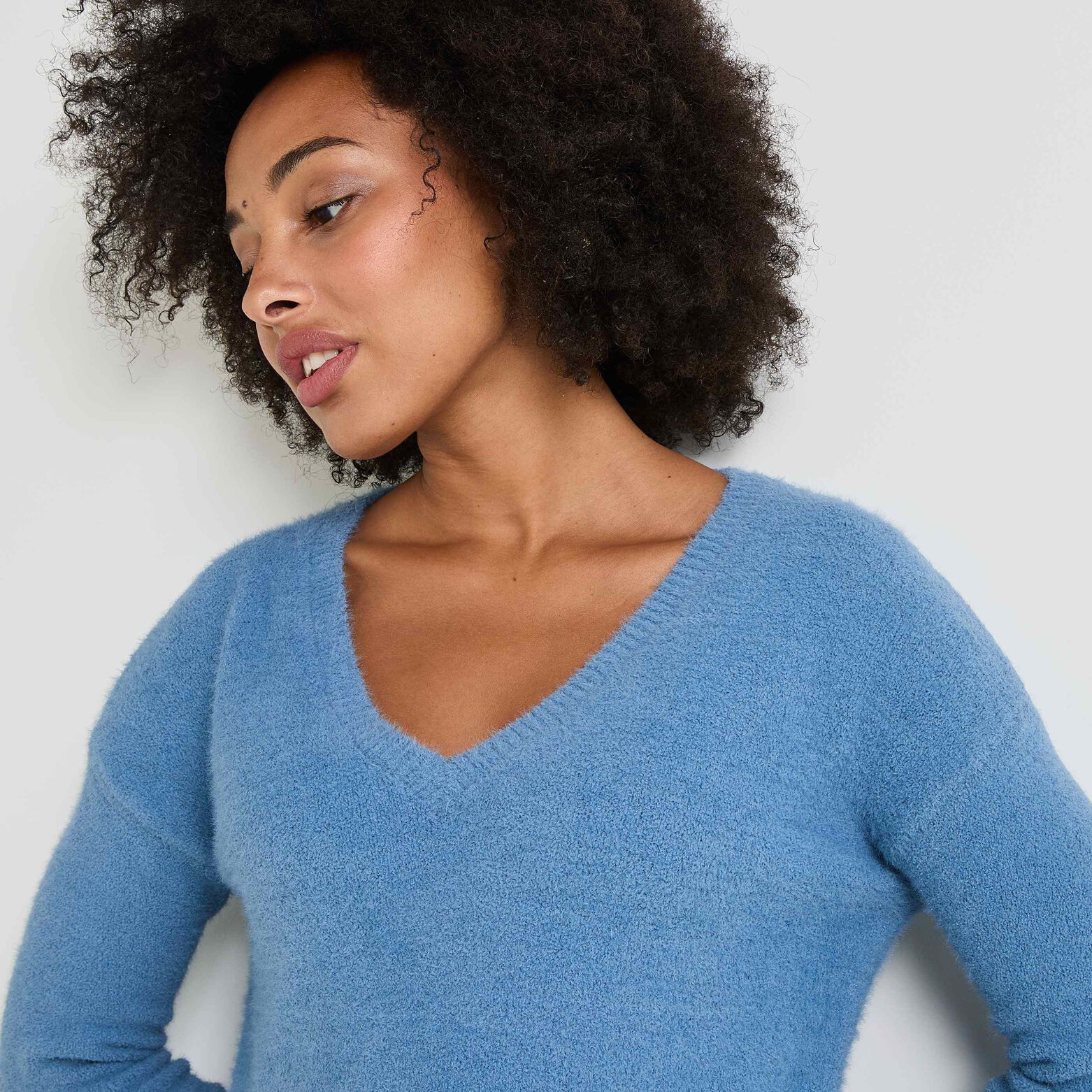 Pull col V femme