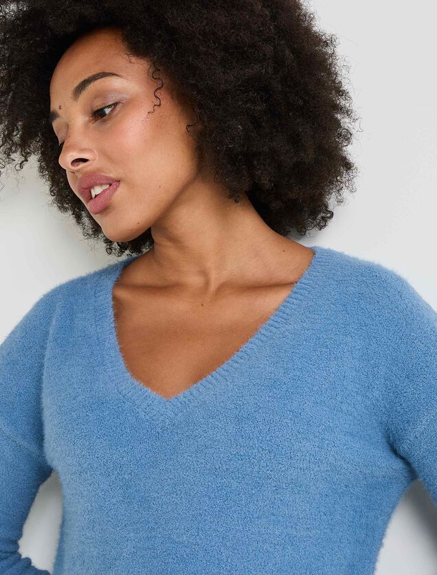 Pull col V femme