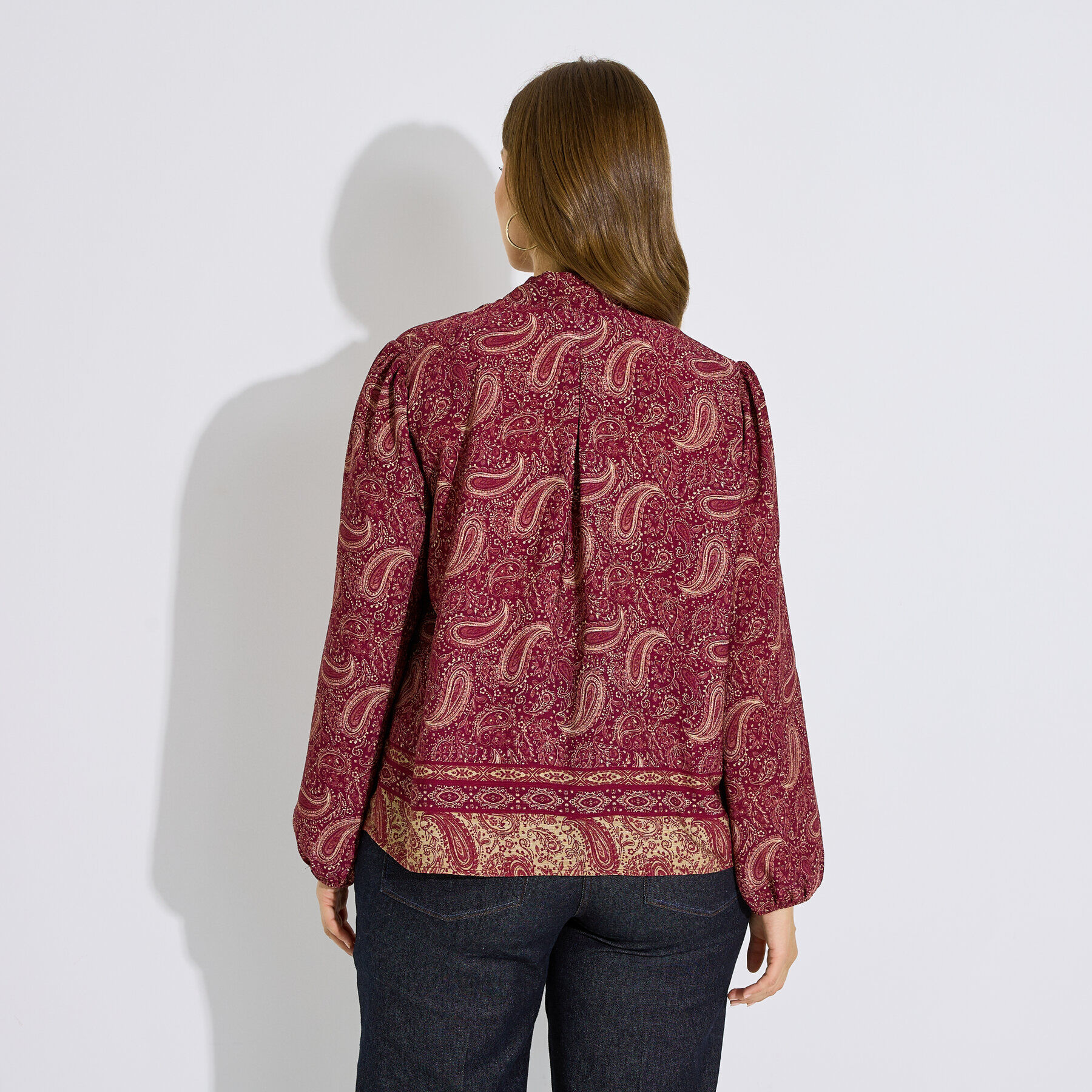Blouse motif cachemire lavalli&egrave;re femme