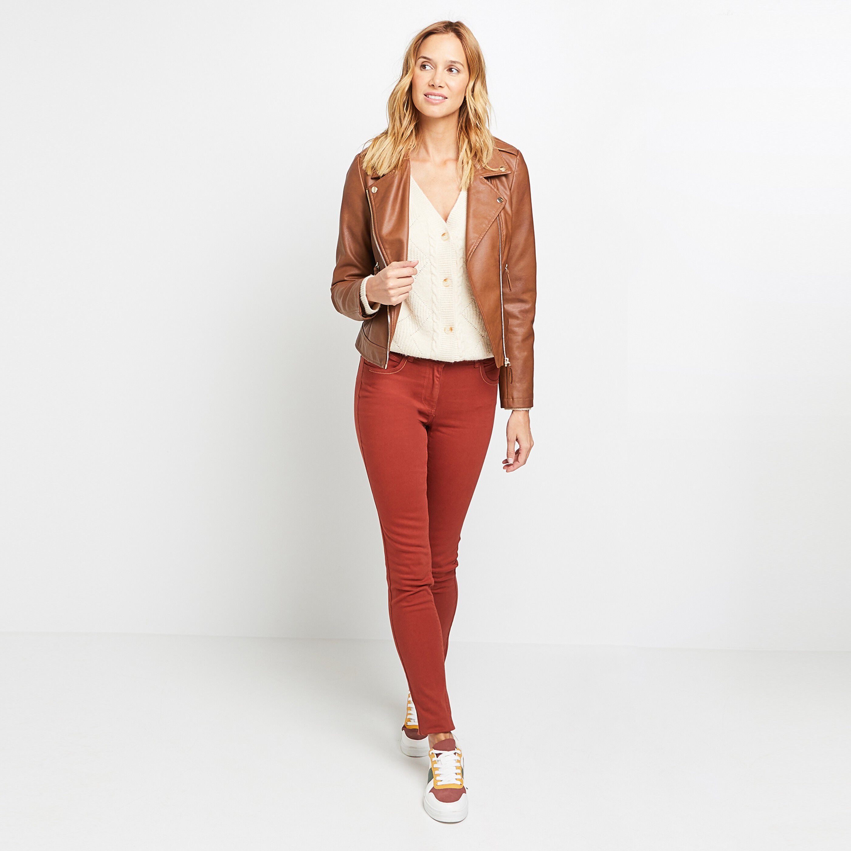 Jean slim taille haute BOSTON femme CAMEL Graindemalice
