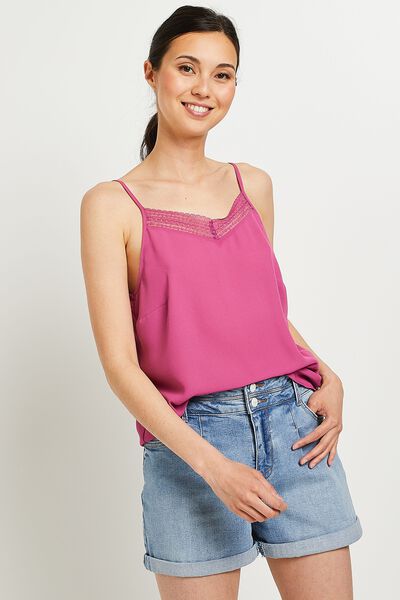 Top uni en dentelle femme