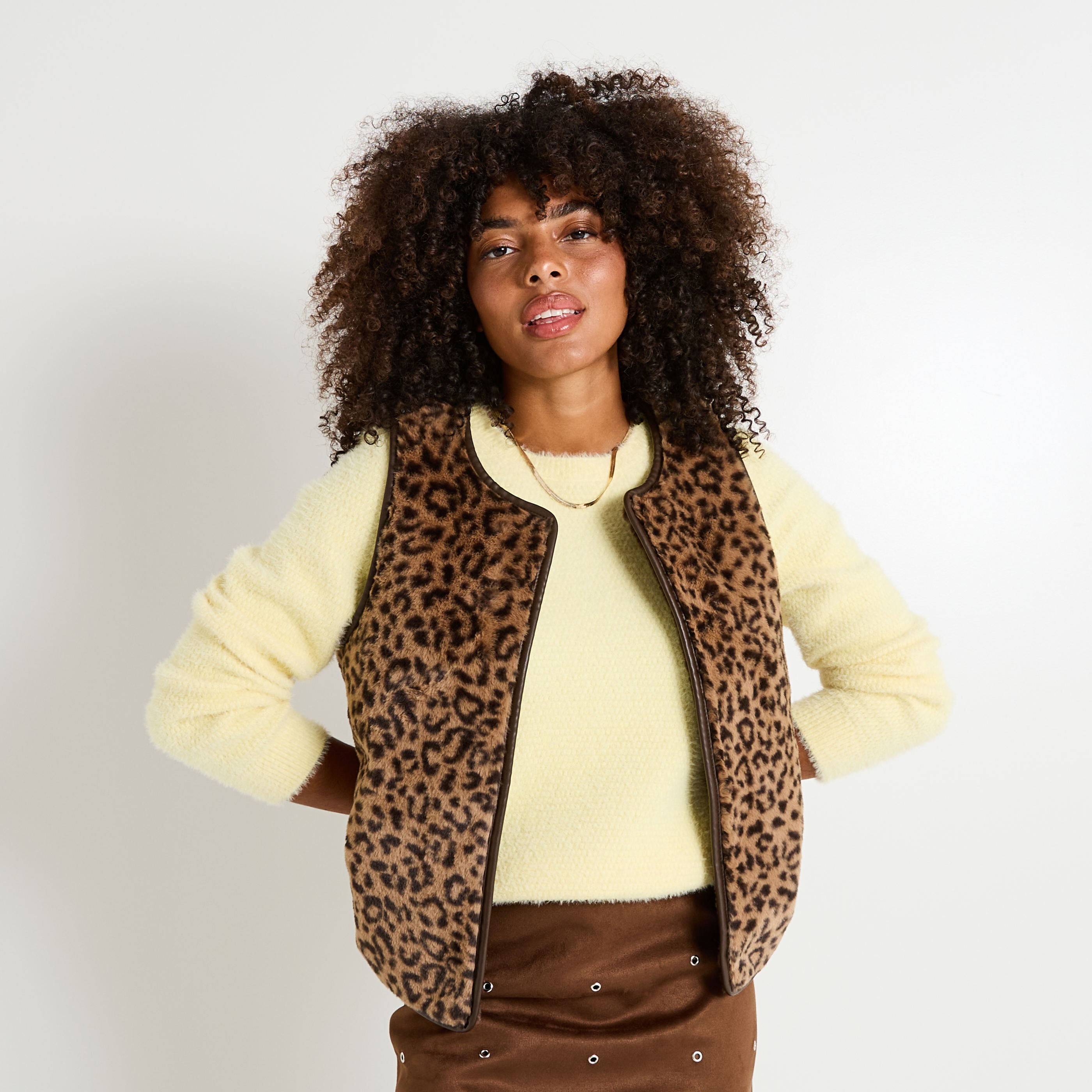 Gilet sans manches imprim&eacute; l&eacute;opard femme