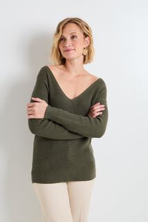 Pull col V femme