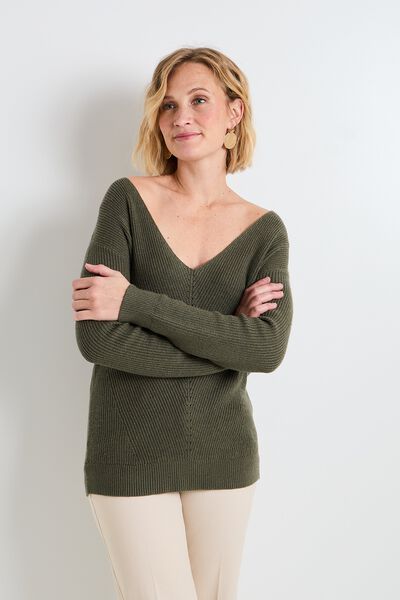 Pull col V femme