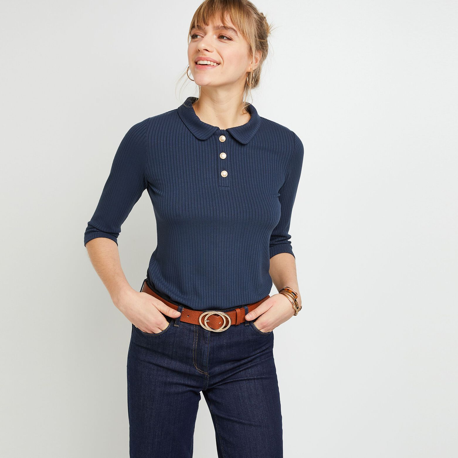 Polo manches 3/4 femme