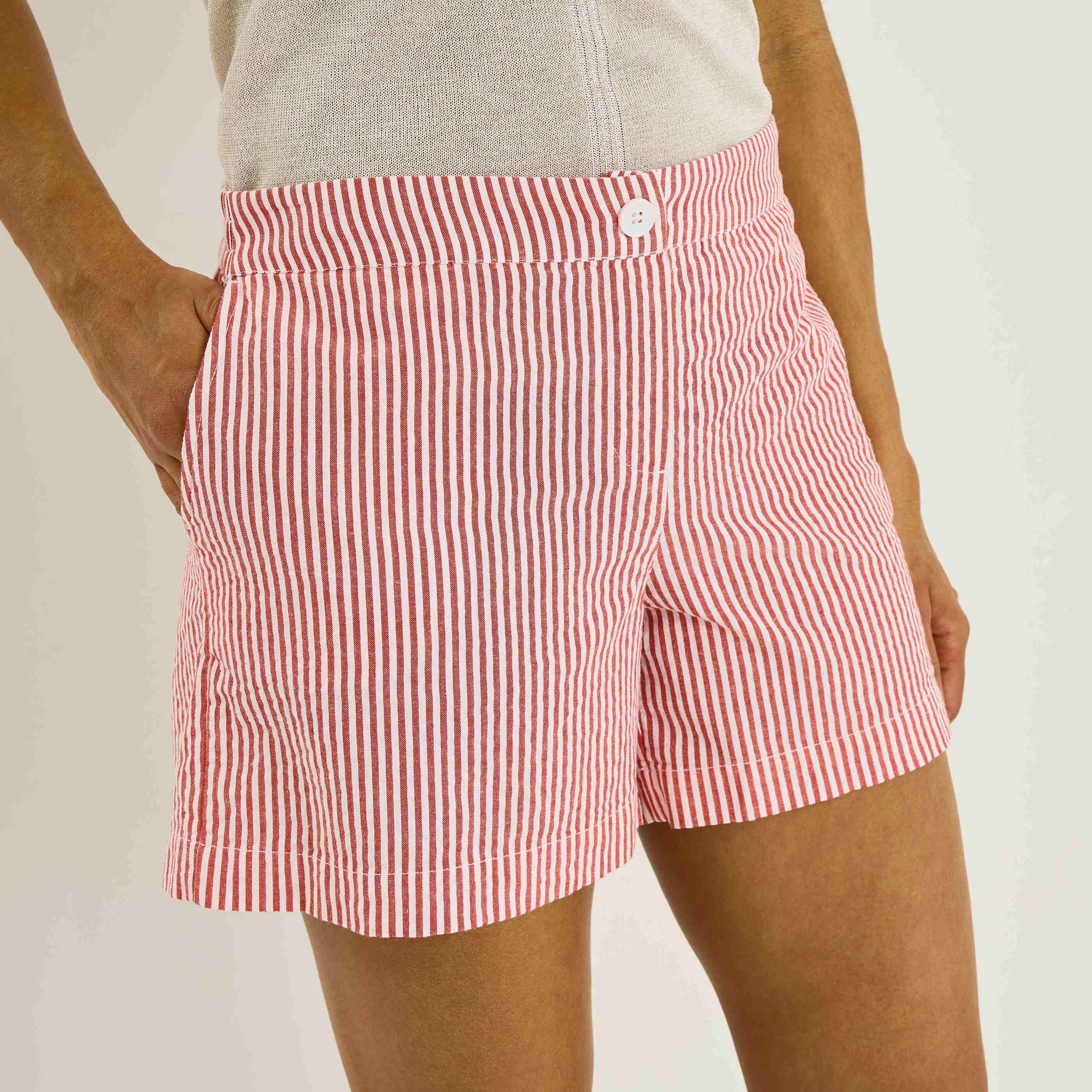 Short &agrave; rayures femme