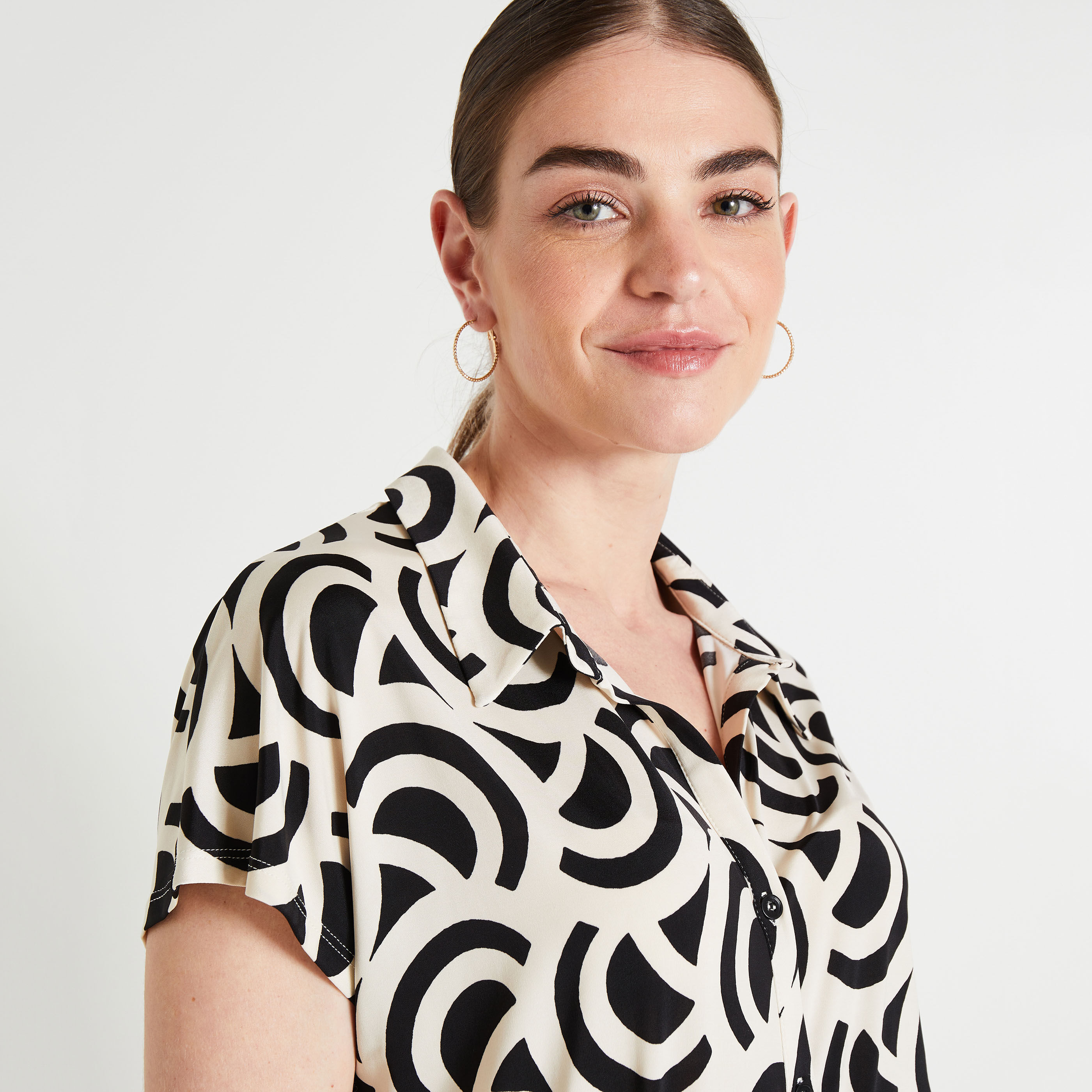 Chemisier maille imprim&eacute; femme