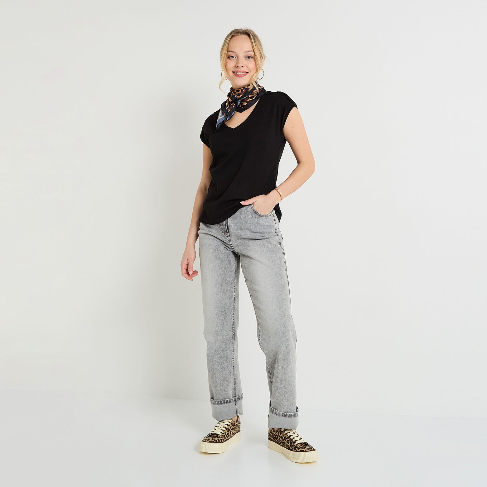 T-shirt col V femme