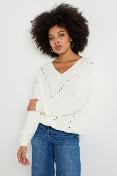Pull col V femme