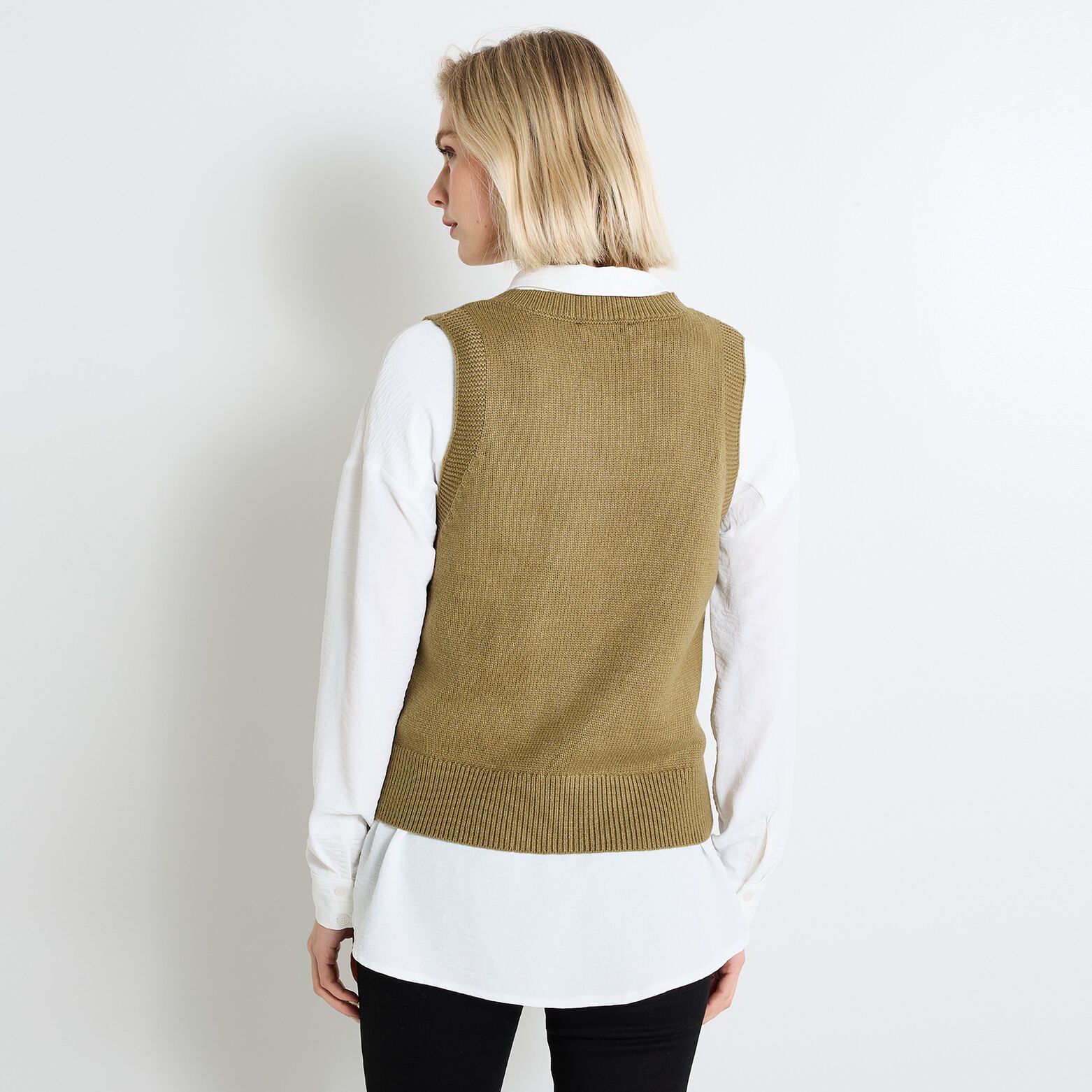 Pull col V femme