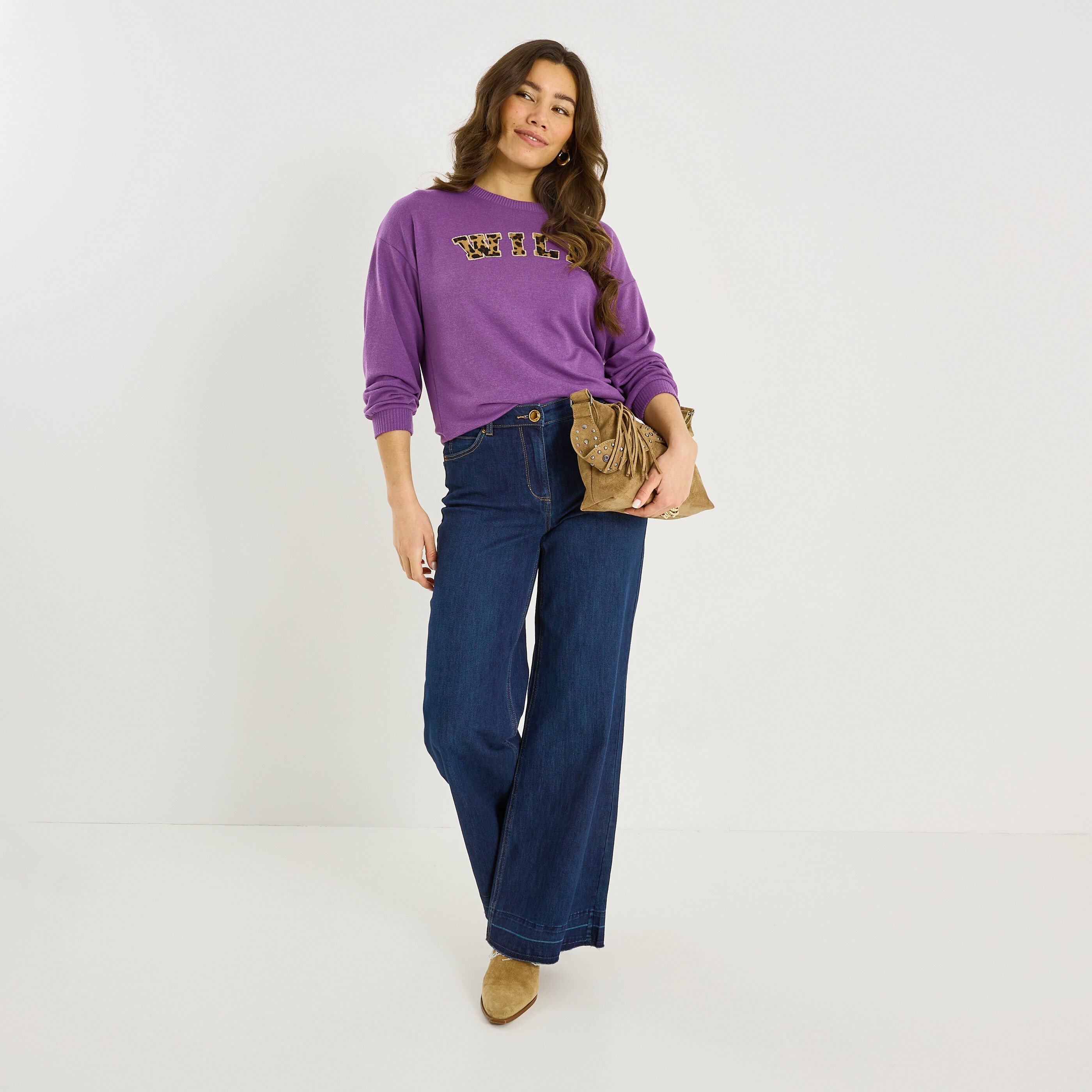 T-shirt doudou print l&eacute;opard femme