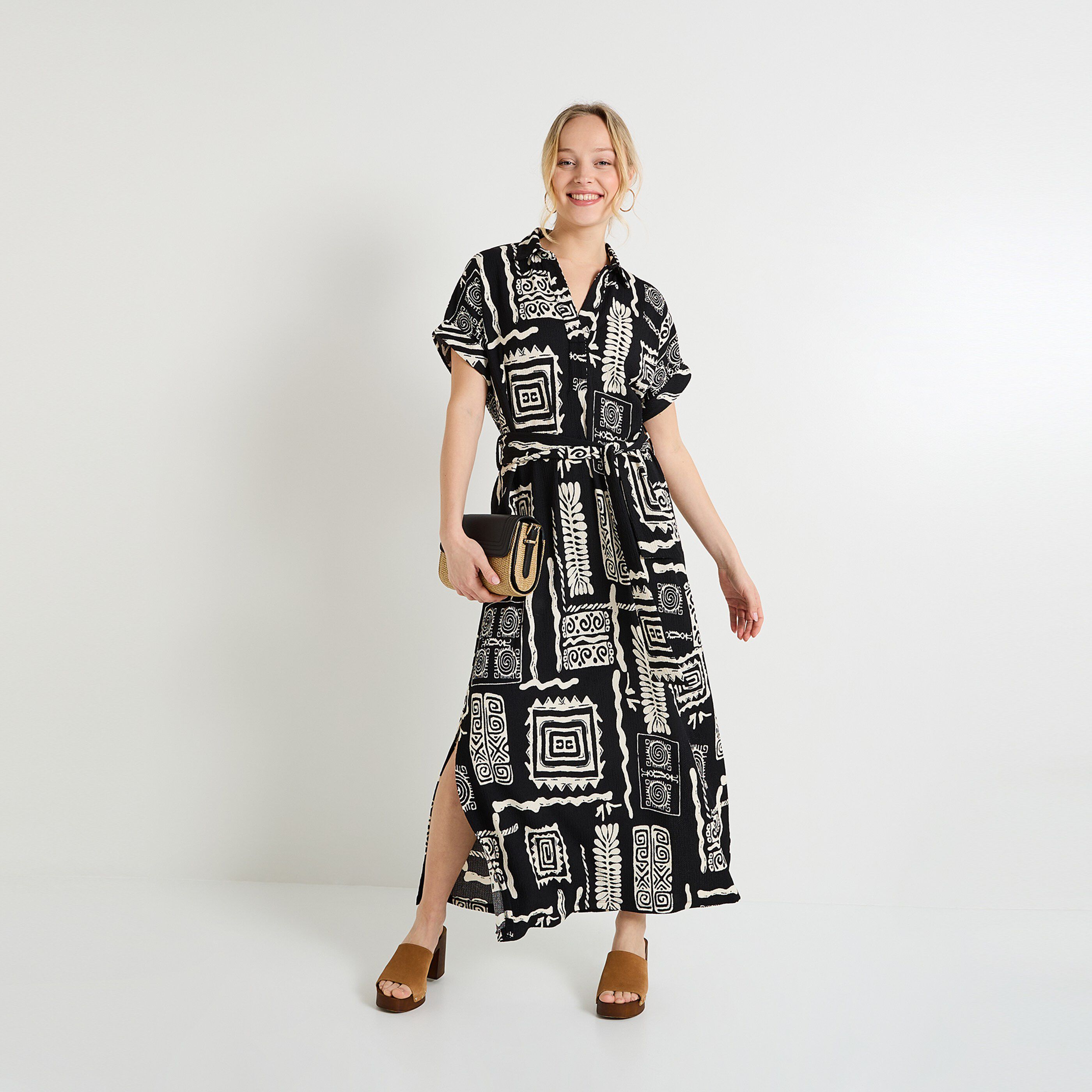 Robe col chemise femme