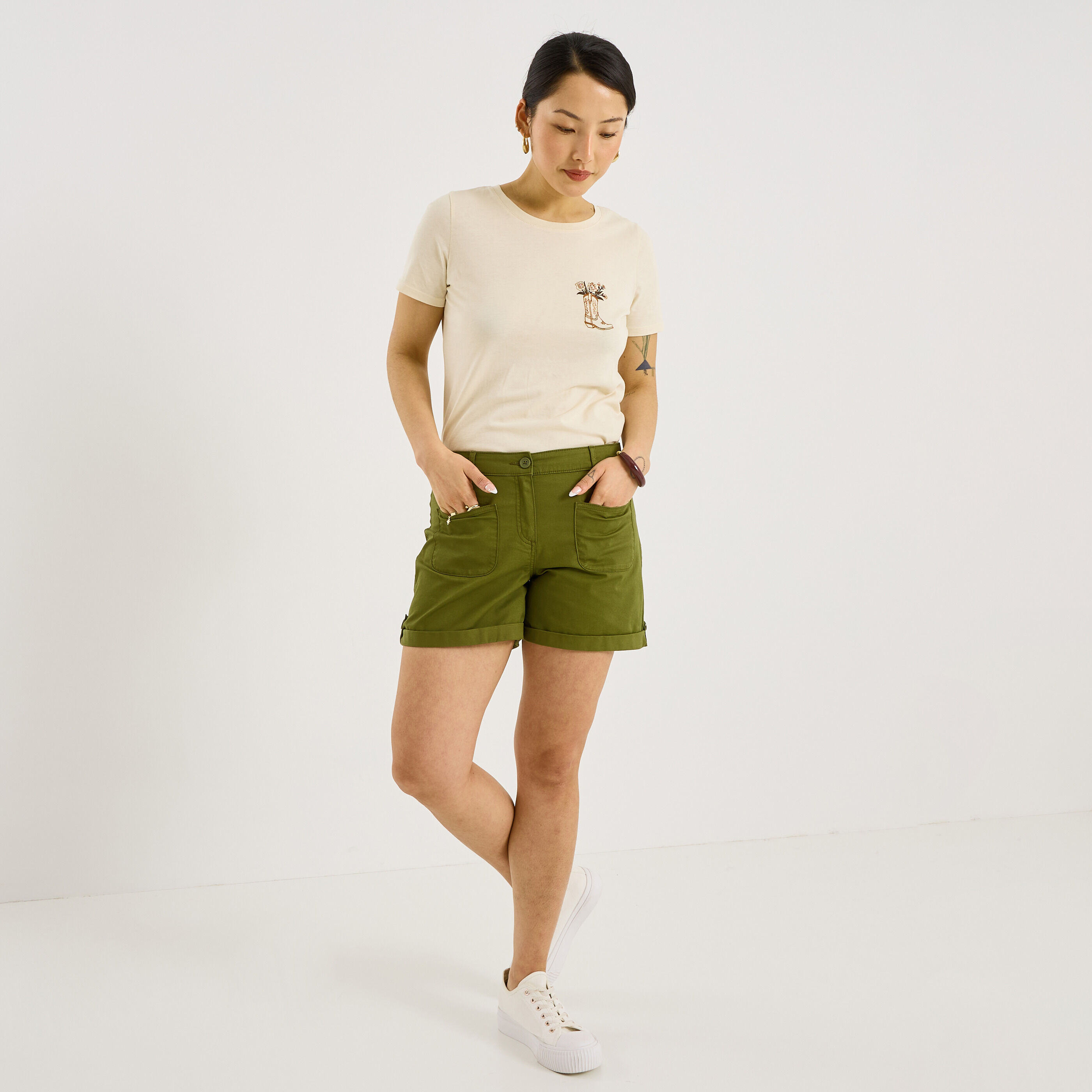 Short en toile femme