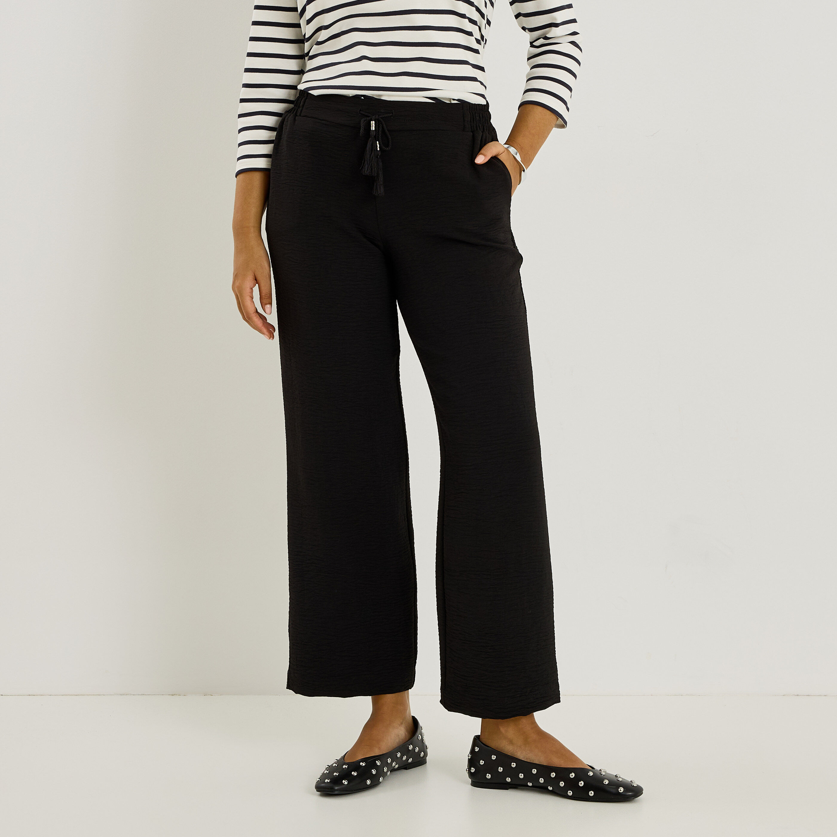 Pantalon fluide taille &eacute;lastiqu&eacute;e femme