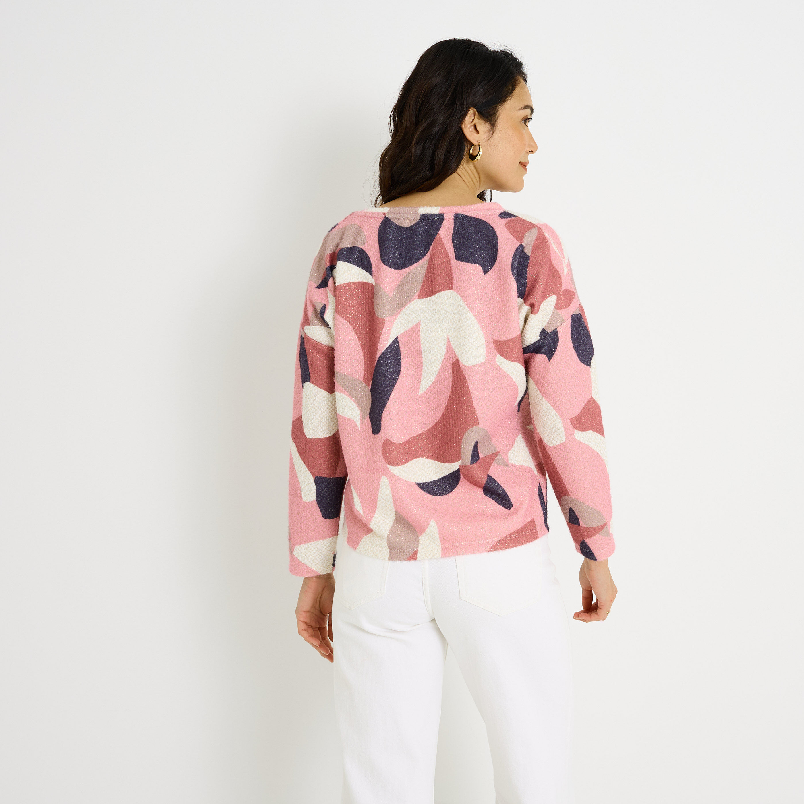 T-shirt manches longues imprim&eacute; femme