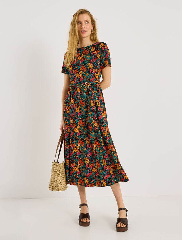 Robe longue en maille imprim&eacute;e