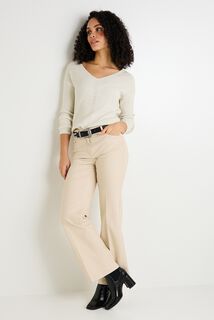 Pull col V femme