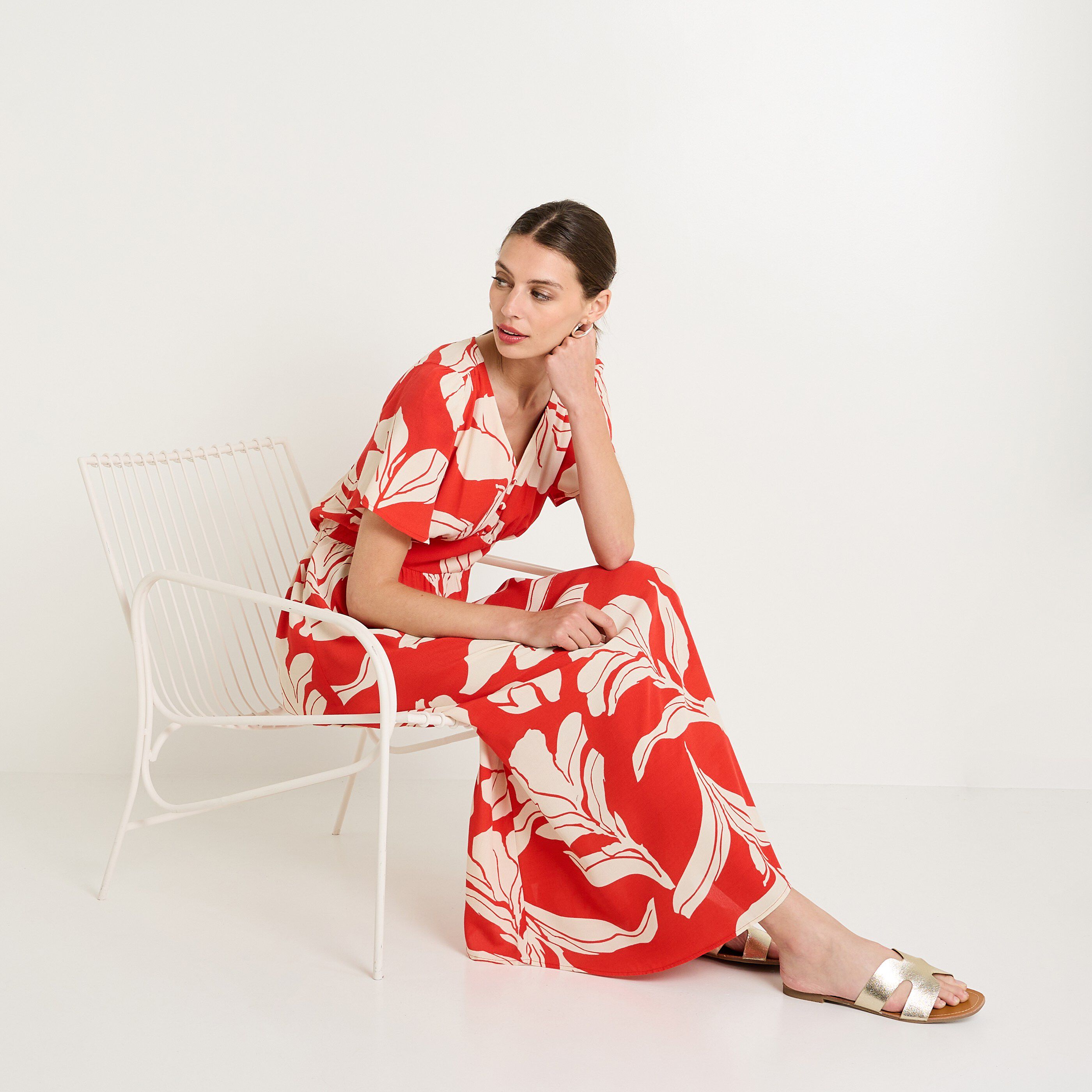 Robe longue imprim&eacute;e femme