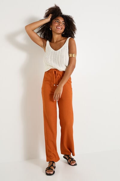 Pantalon en crépon femme