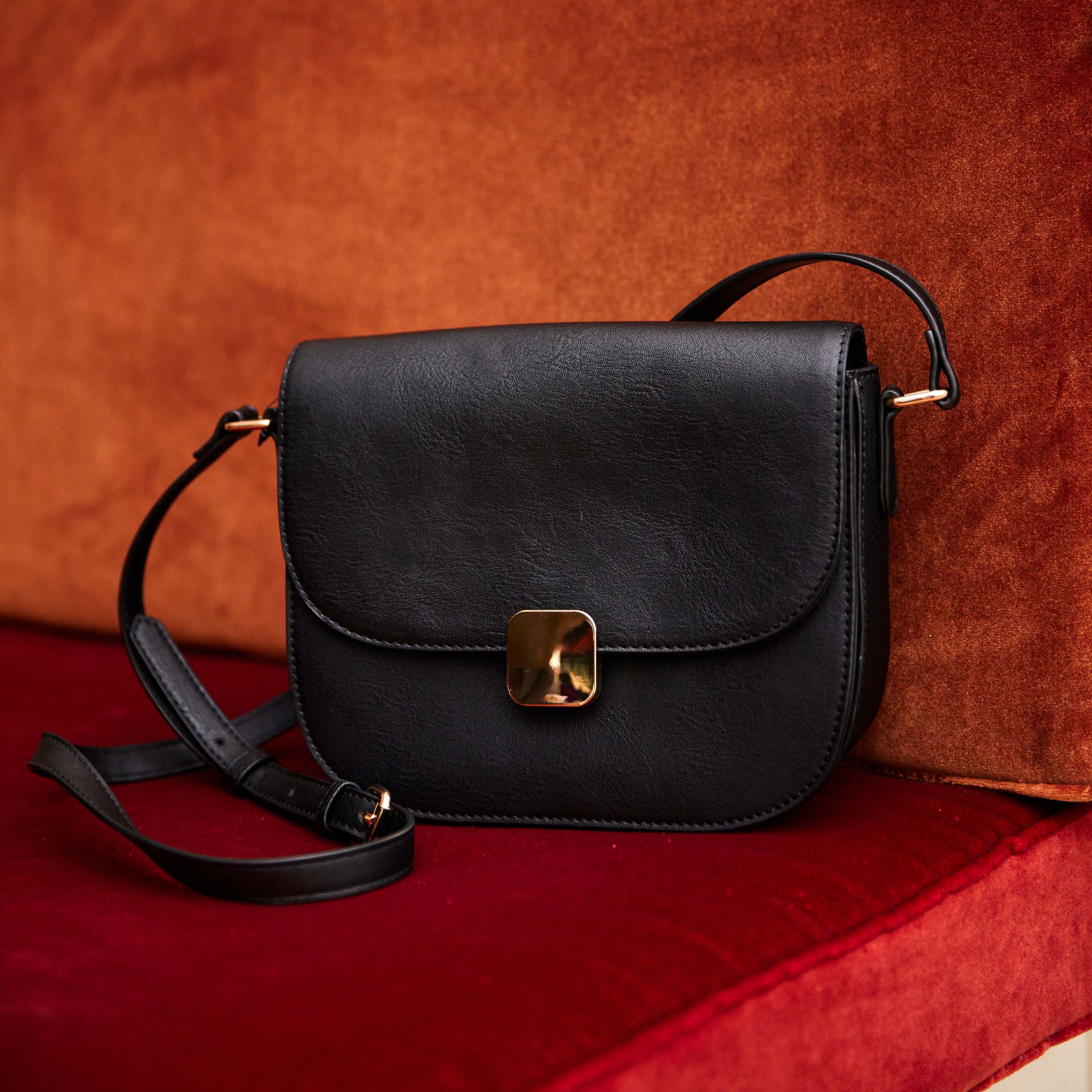 Sac besace cuir noir femme top