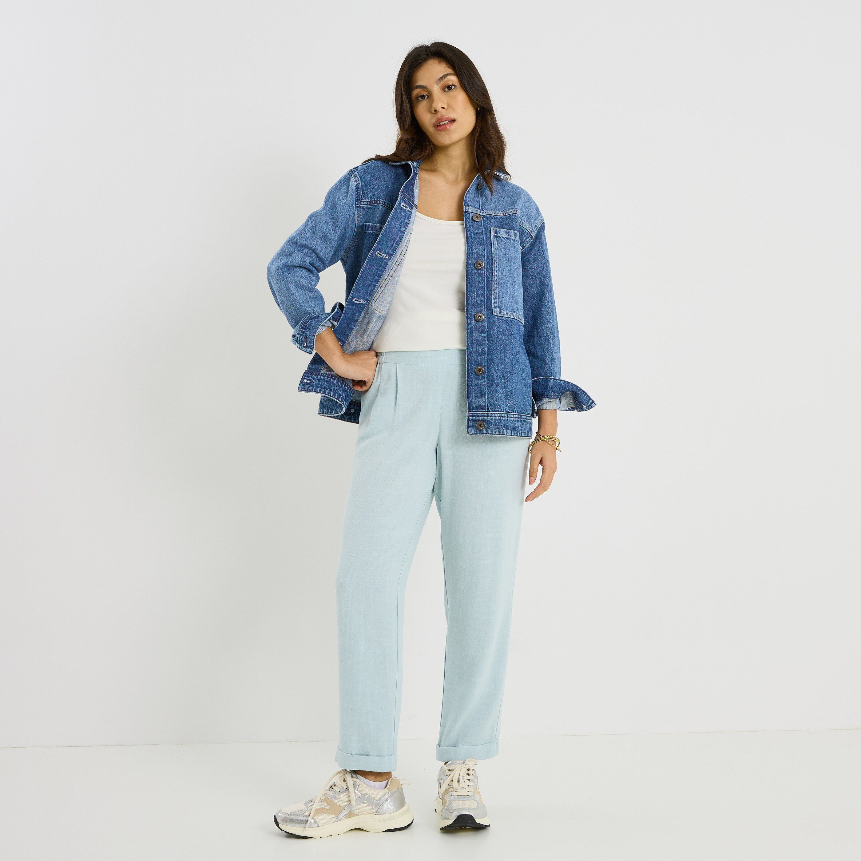 Pantalon &agrave; revers femme