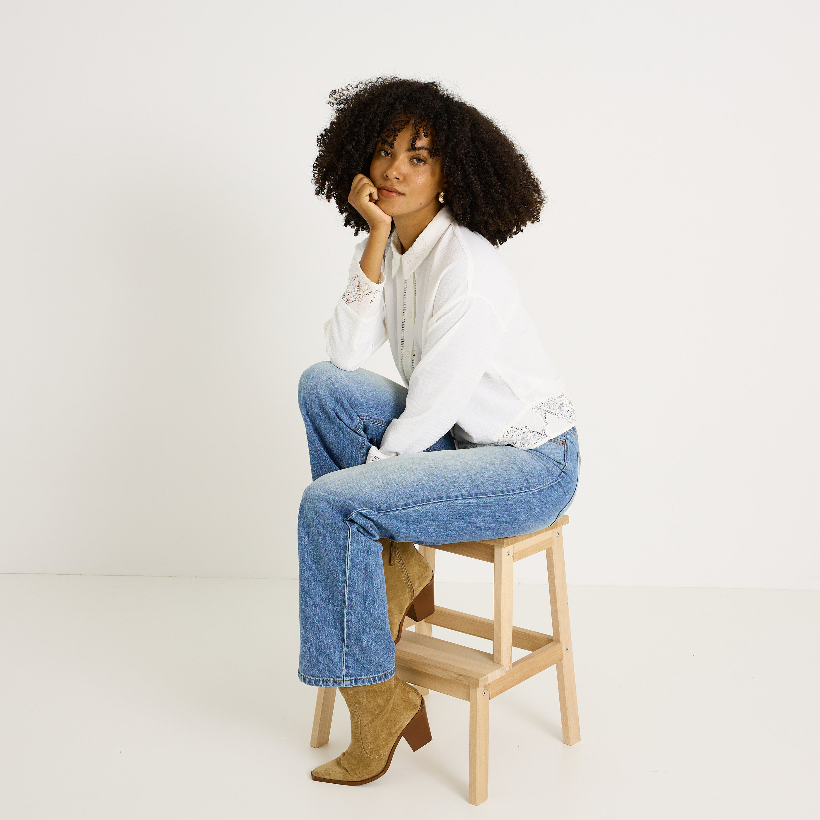 Chemise &agrave; d&eacute;tails ajour&eacute;s femme