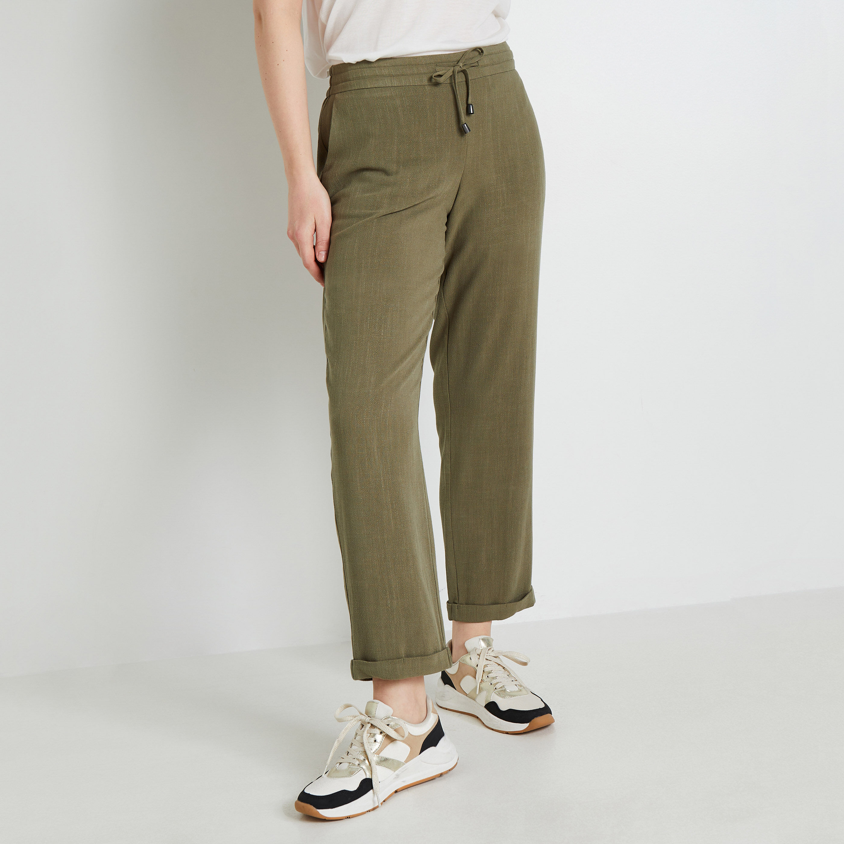 Pantalon kaki fluide femme 2025