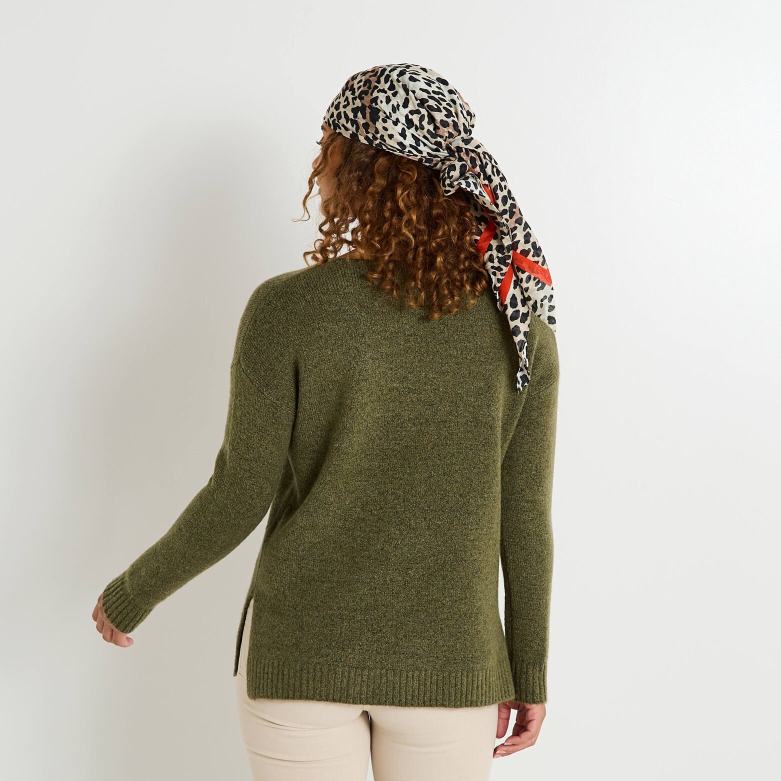 Pull col V femme