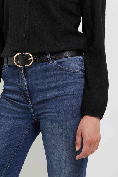 Ceinture noire effet croco femme