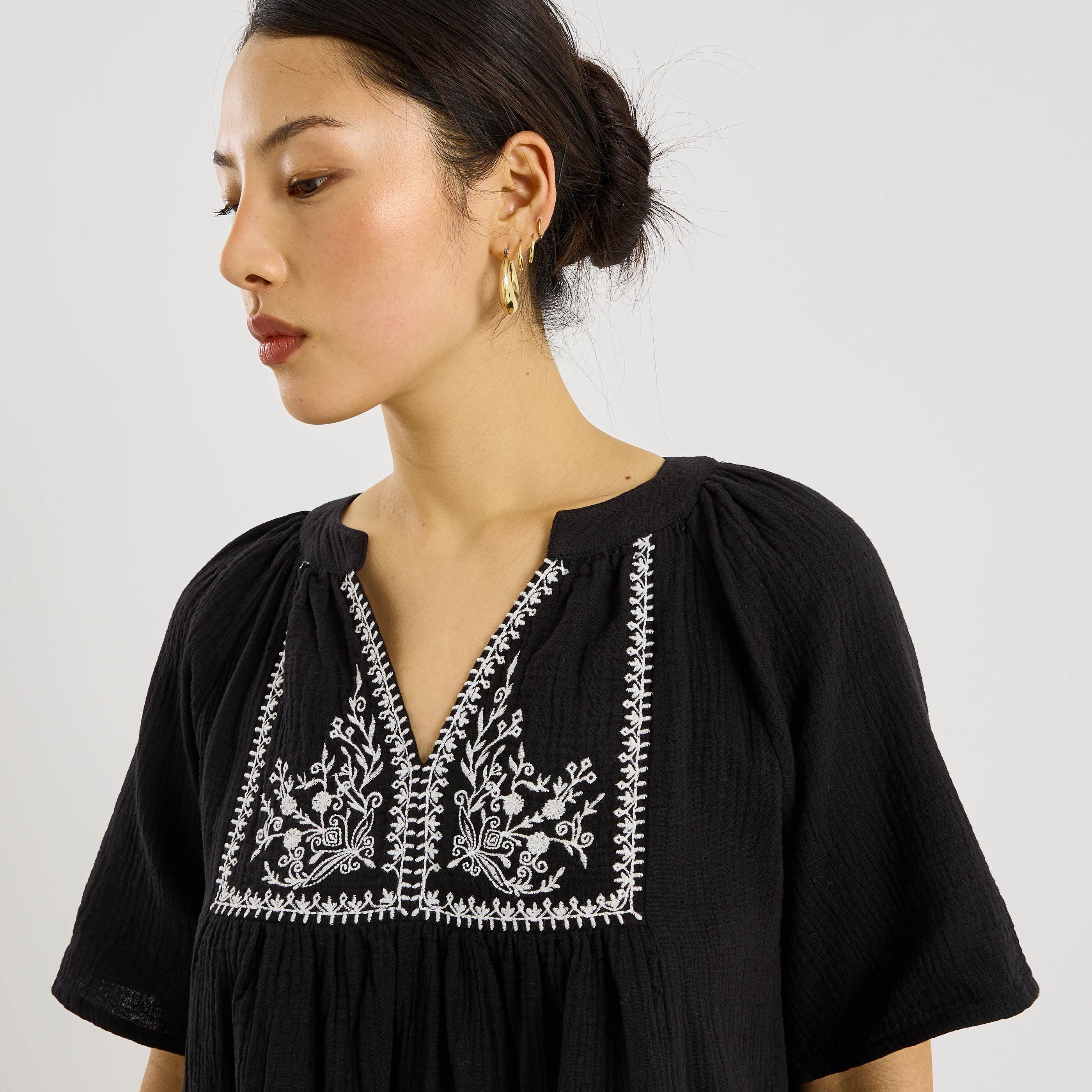 Robe courte en gaze de coton