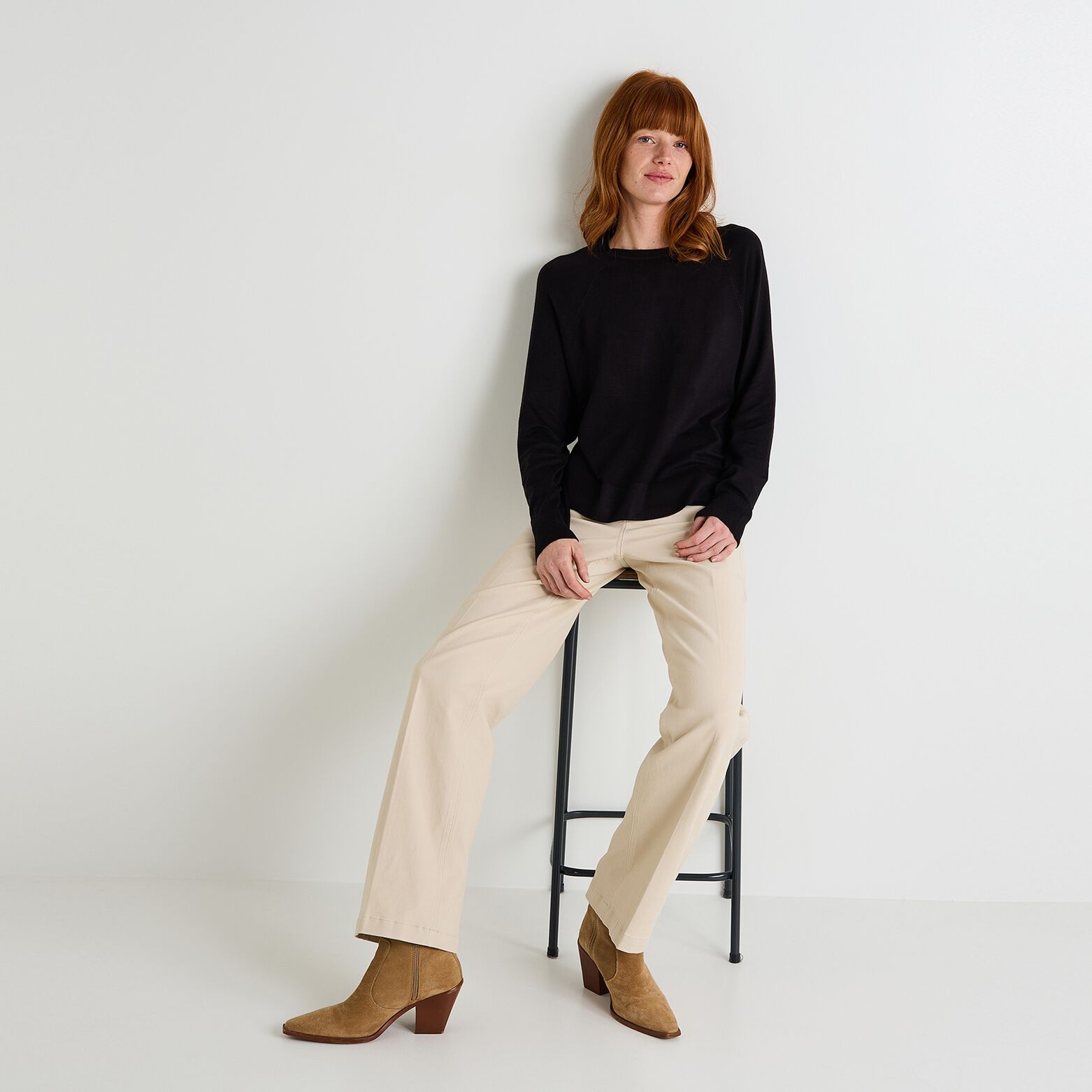 Pull col rond femme