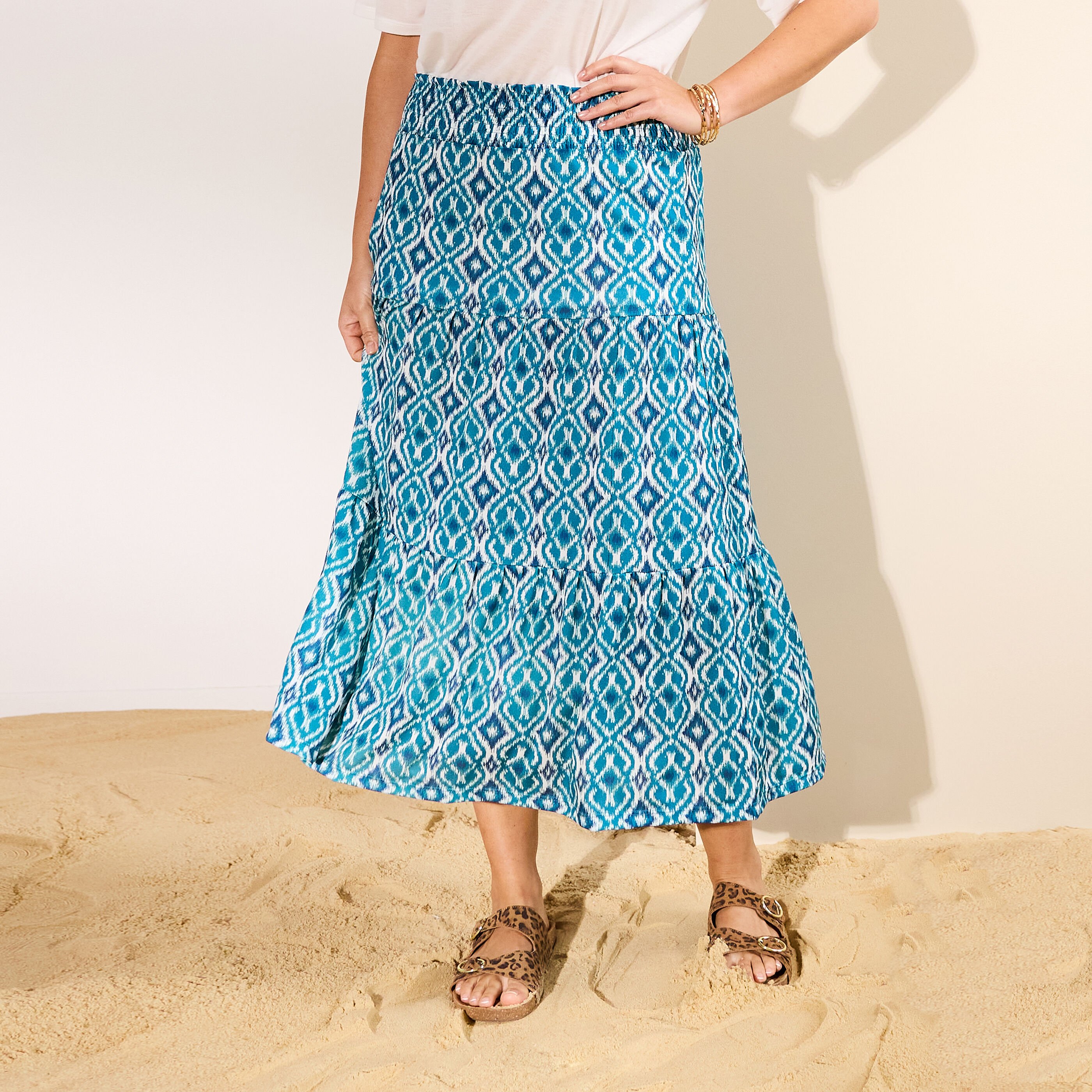 Jupe longue imprim&eacute;e femme