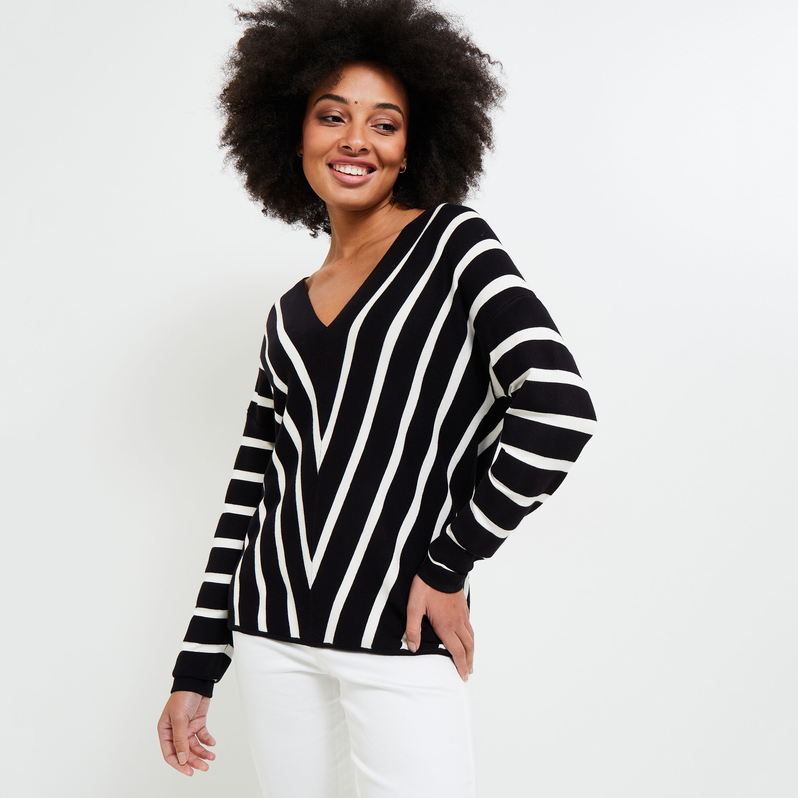 Pull discount rayé femme